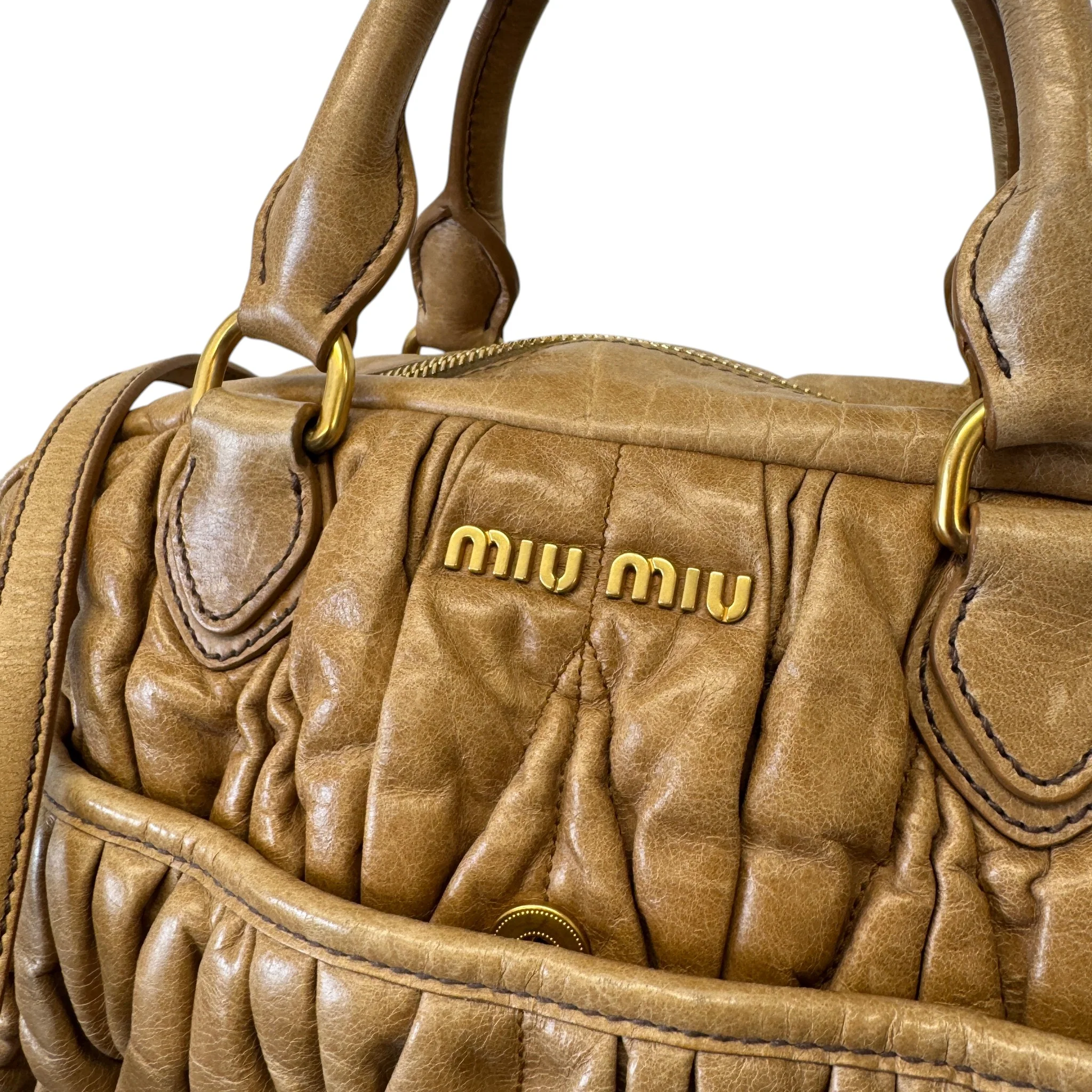 Women's Matelasse Leather Handbag Beige - Image 6