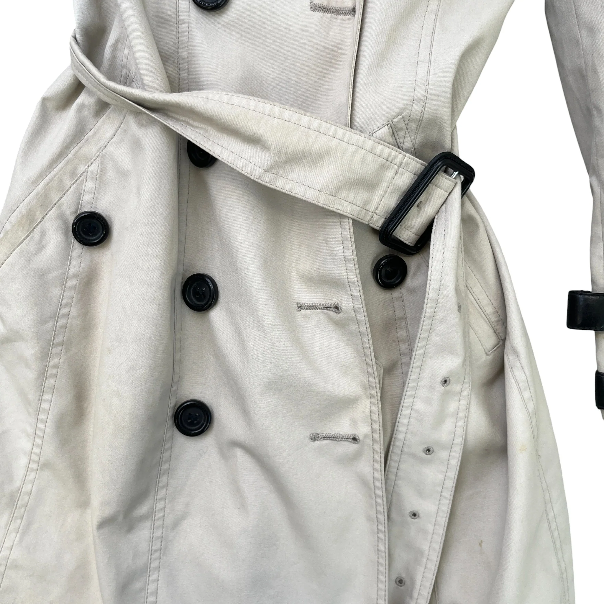 Women's Mid Length Gabardine Trench Jacket Beige Size 00 / UK 6 - Image 5