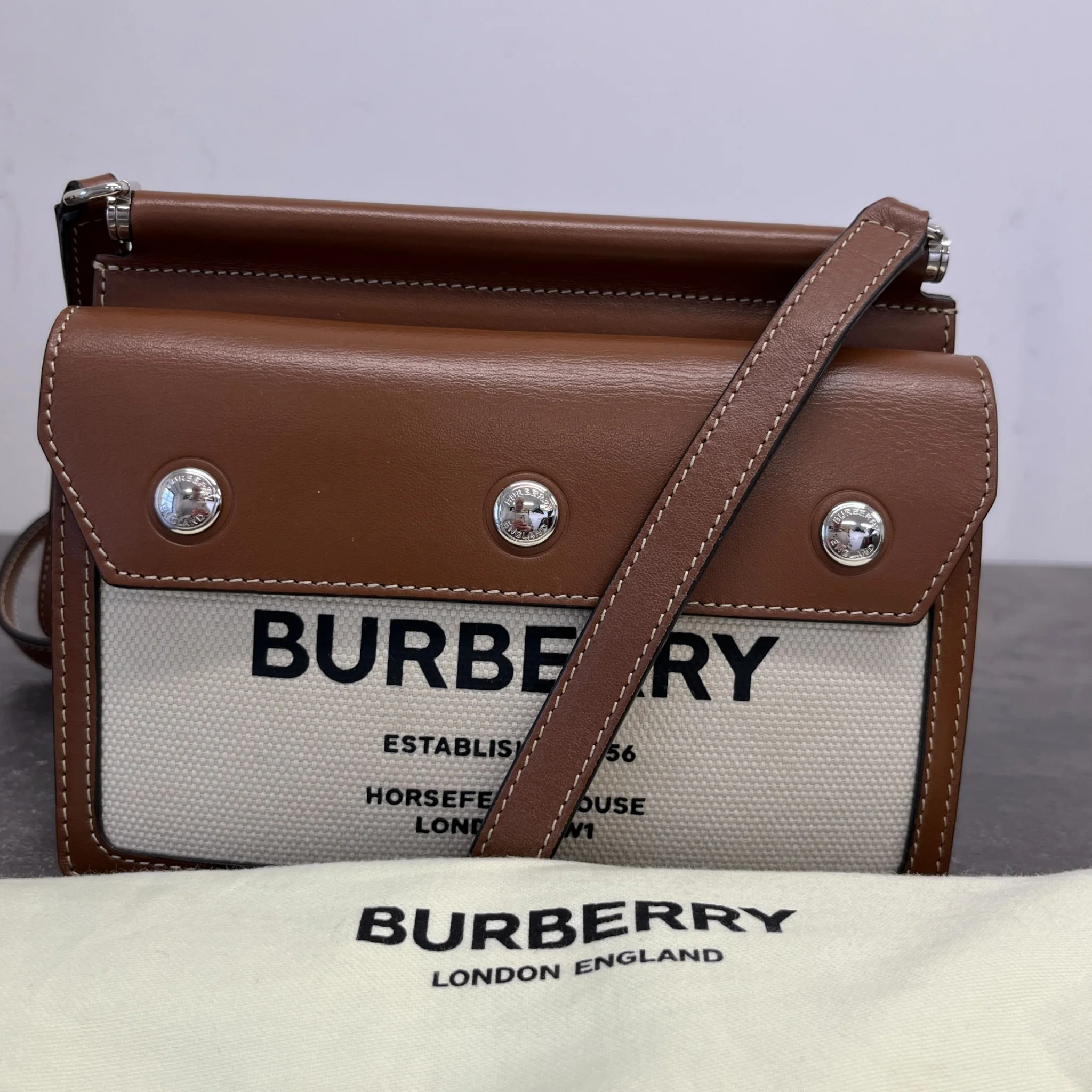 Women's Mini Horseferry Print Title Bag Brown - Image 12