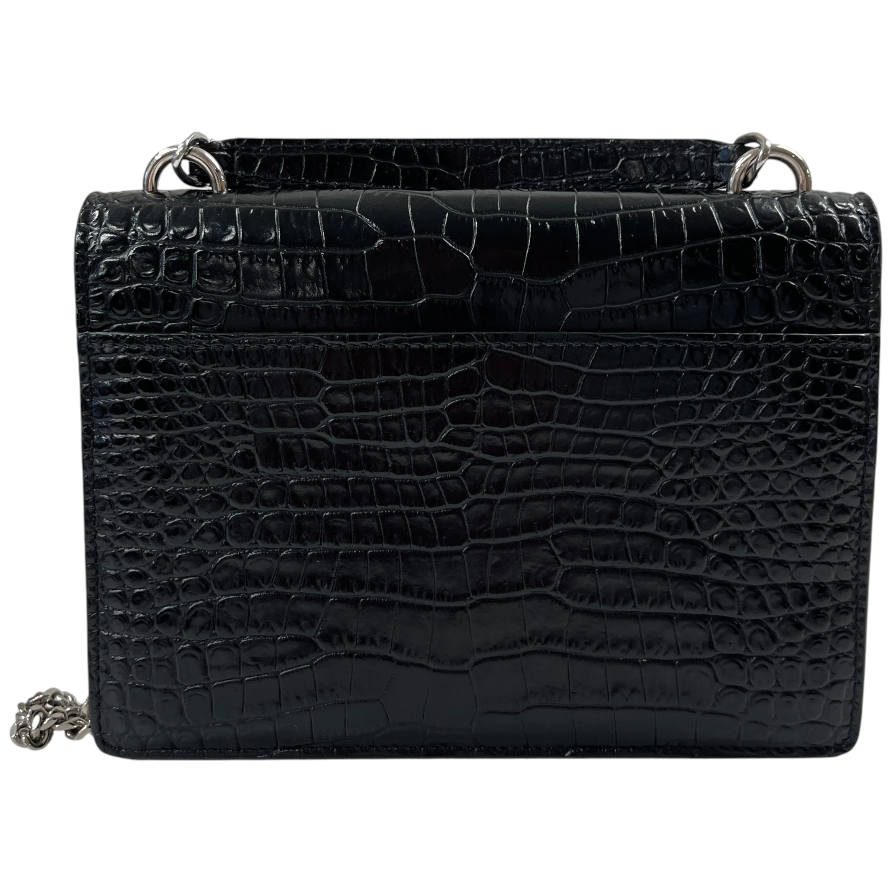 Women's Mini Sunset Croc Embossed Top Handle Bag Black - Image 4
