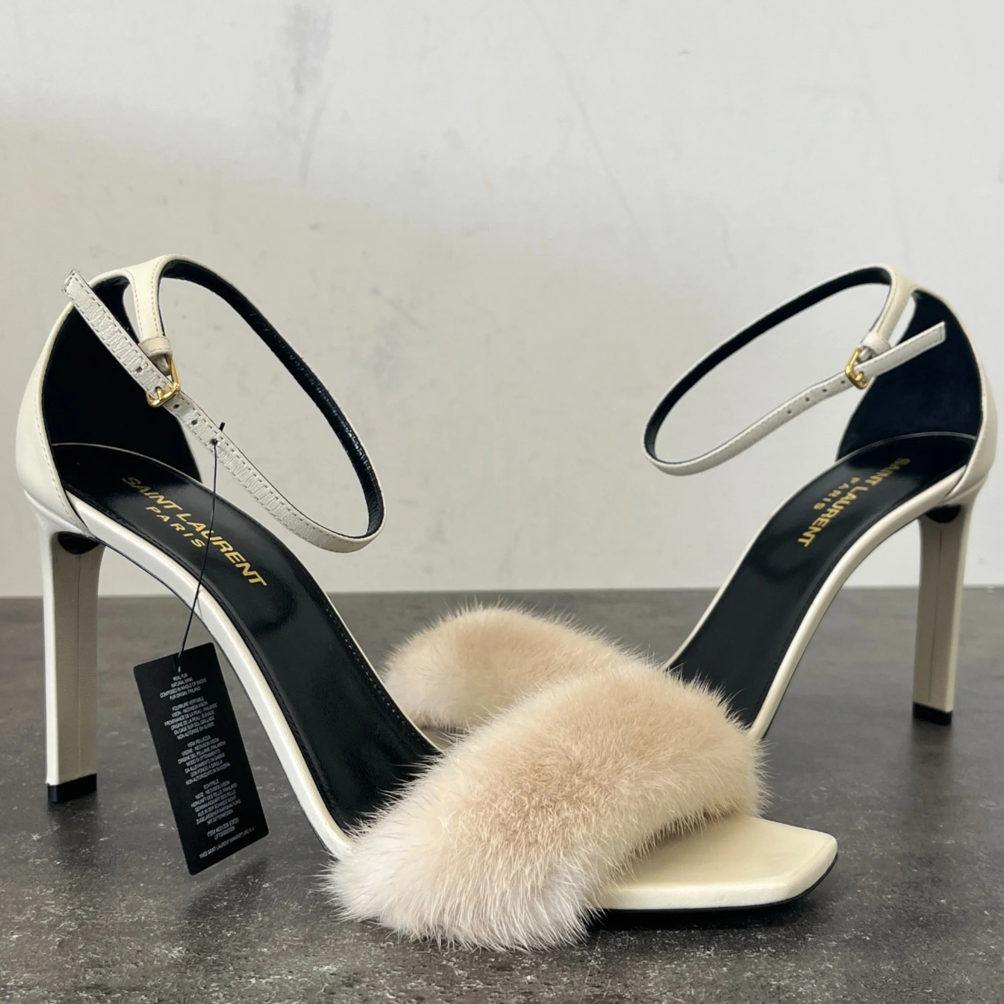 Women's Mink Fur Roy Heels Beige Size EU 39 / UK 6 - Image 11