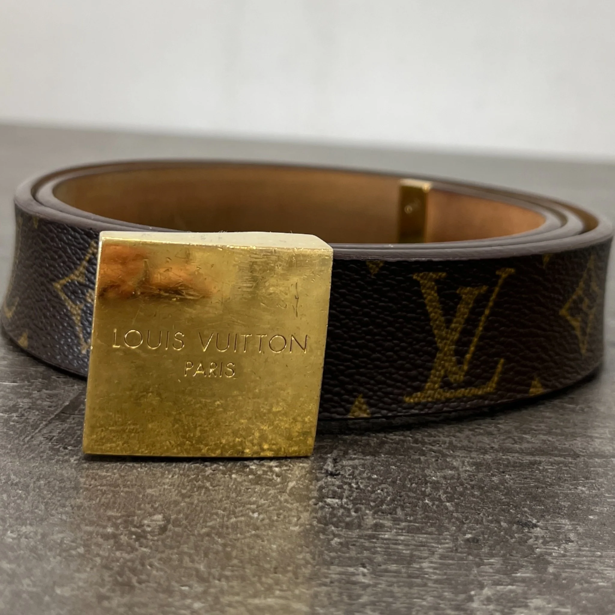 Women's Monogram Ceinture Carree Belt Brown Size Waist 34" - Image 7