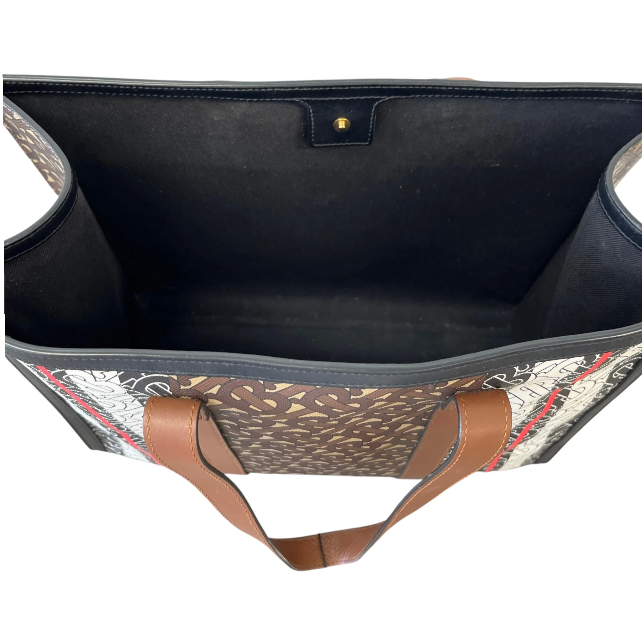Women's Monogram Stripe E-Canvas Tote Bag Black - Image 10