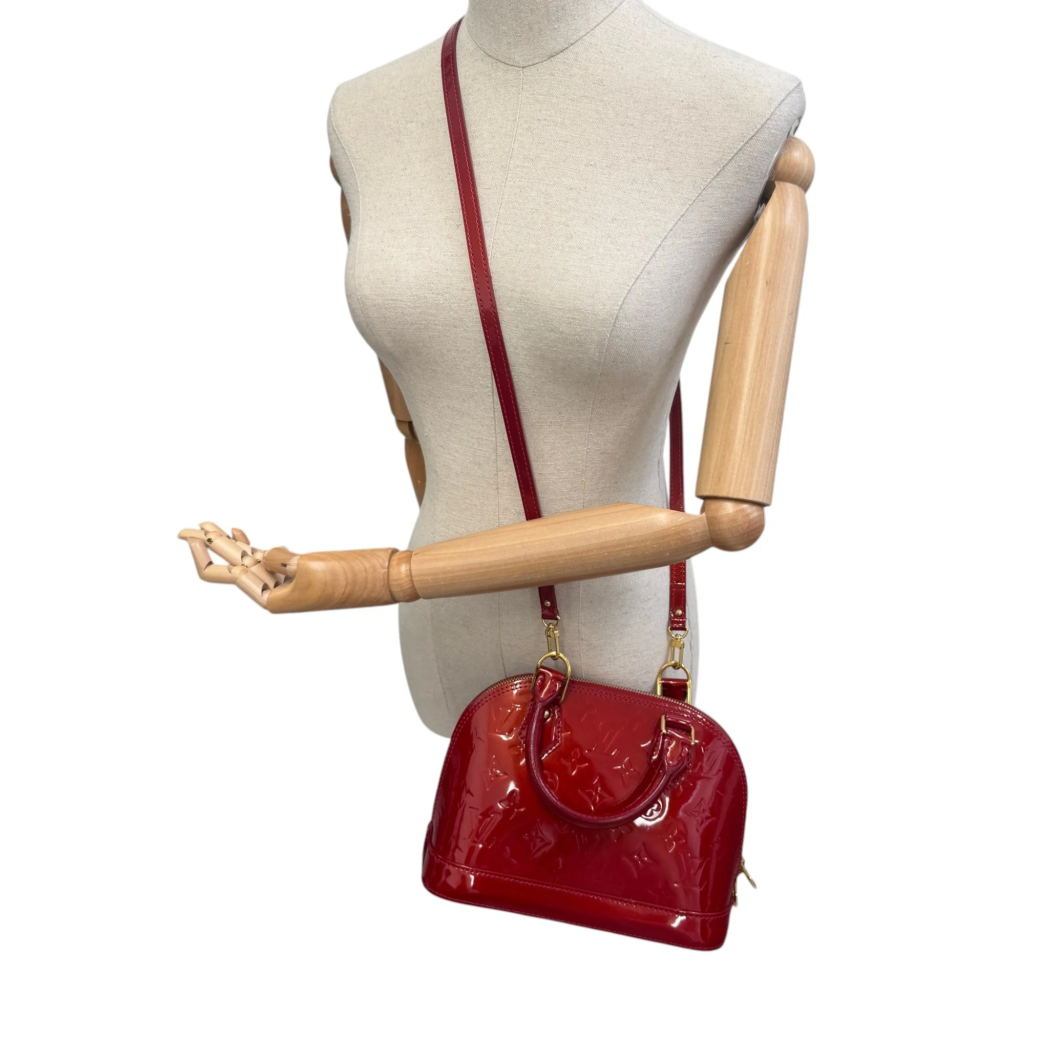 Women's Monogram Vernis Alma Bb Handbag Red - Image 2
