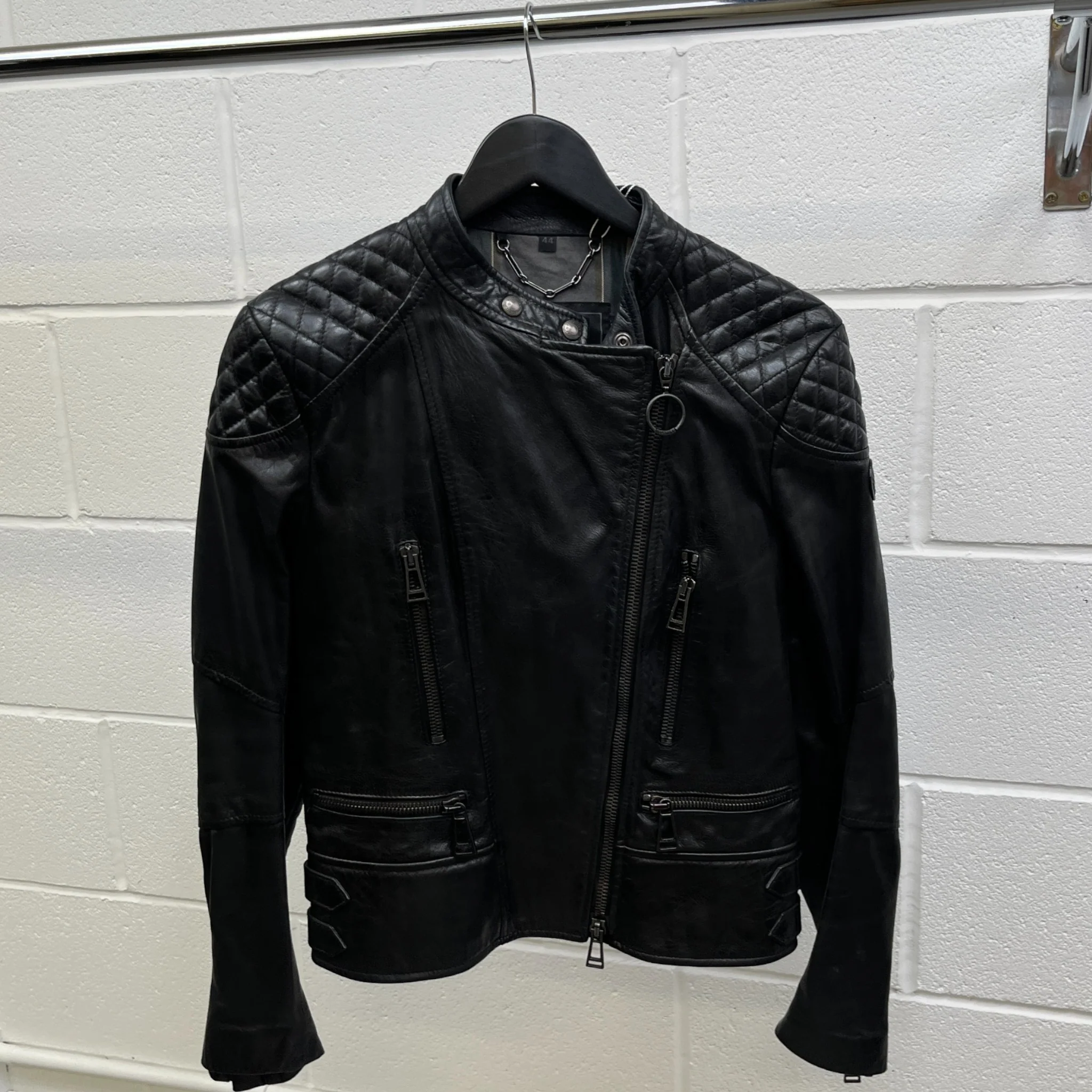 Women's Moto Biker Jacket Black Size 44 / UK 12 - Image 8