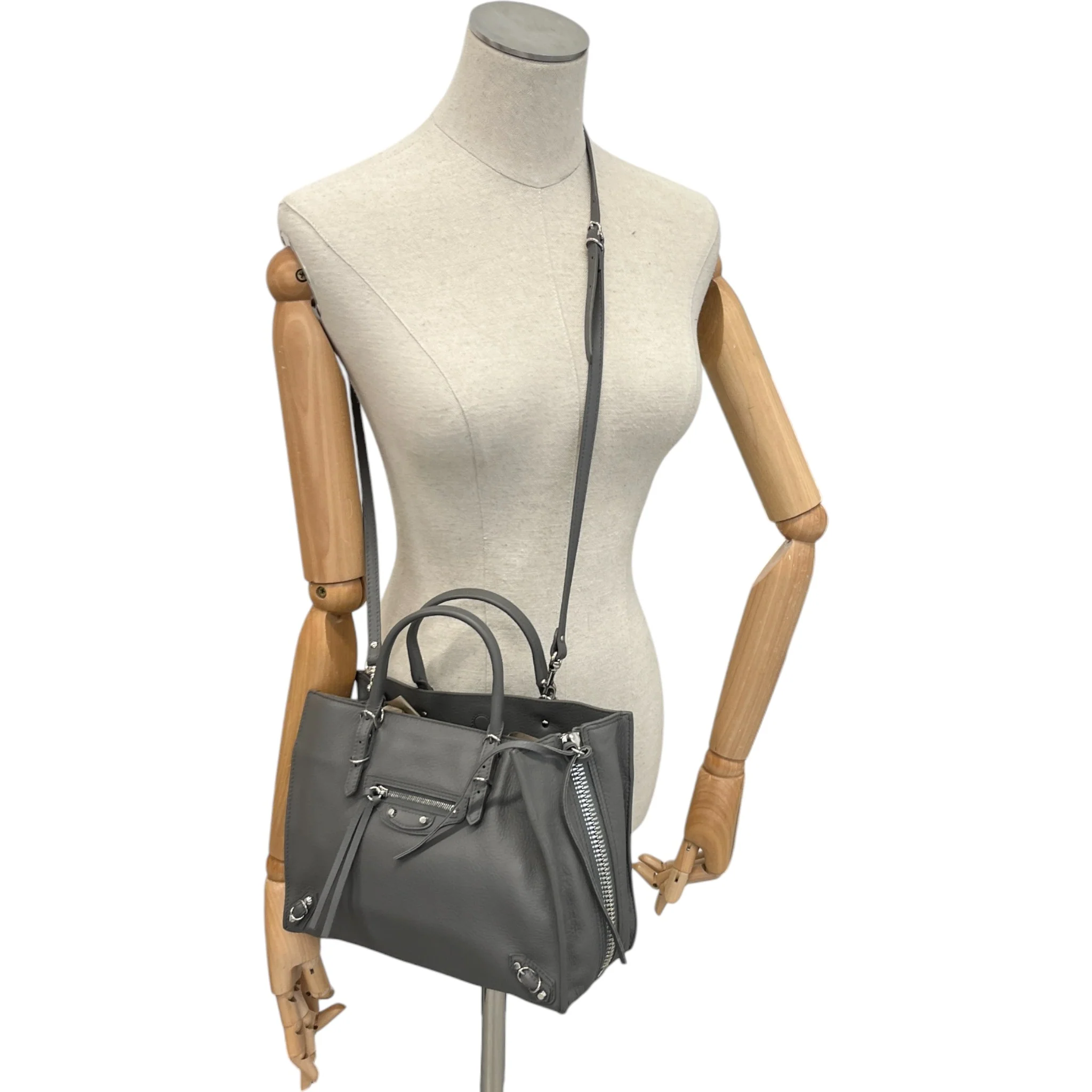 Women's Motocross Papier A4 Handbag Grey - Image 2