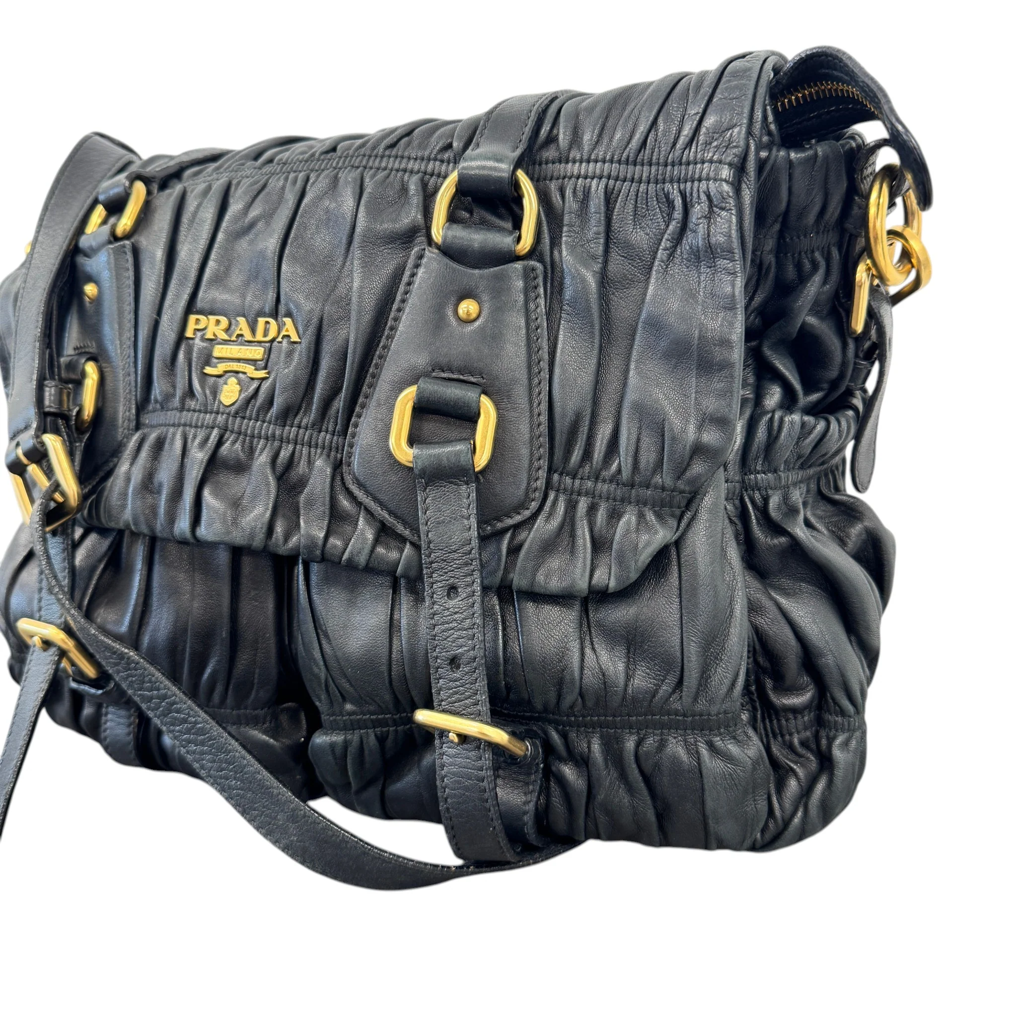 Women's Nappa Gaufre Messenger Bag Black - Image 4