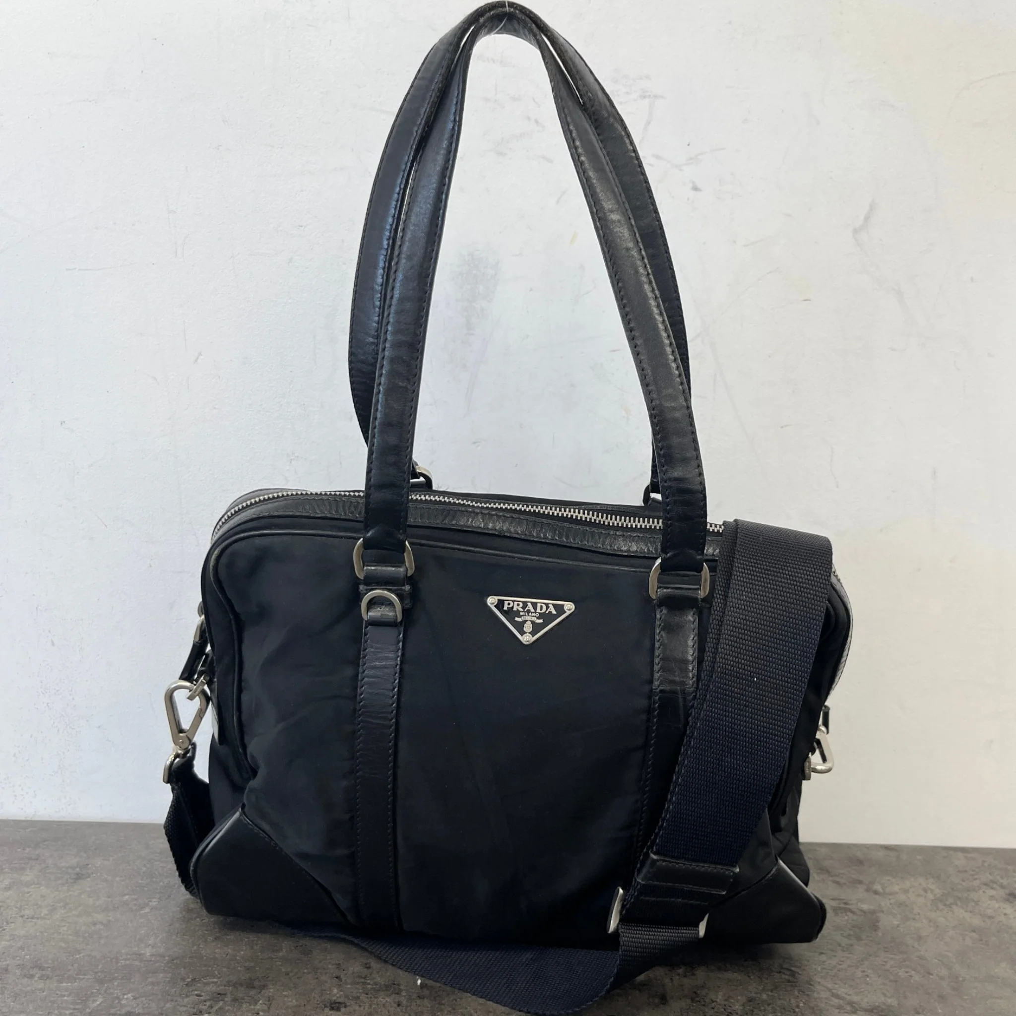 Women's Nylon Tessuto Shoulder Bag Black - Image 12