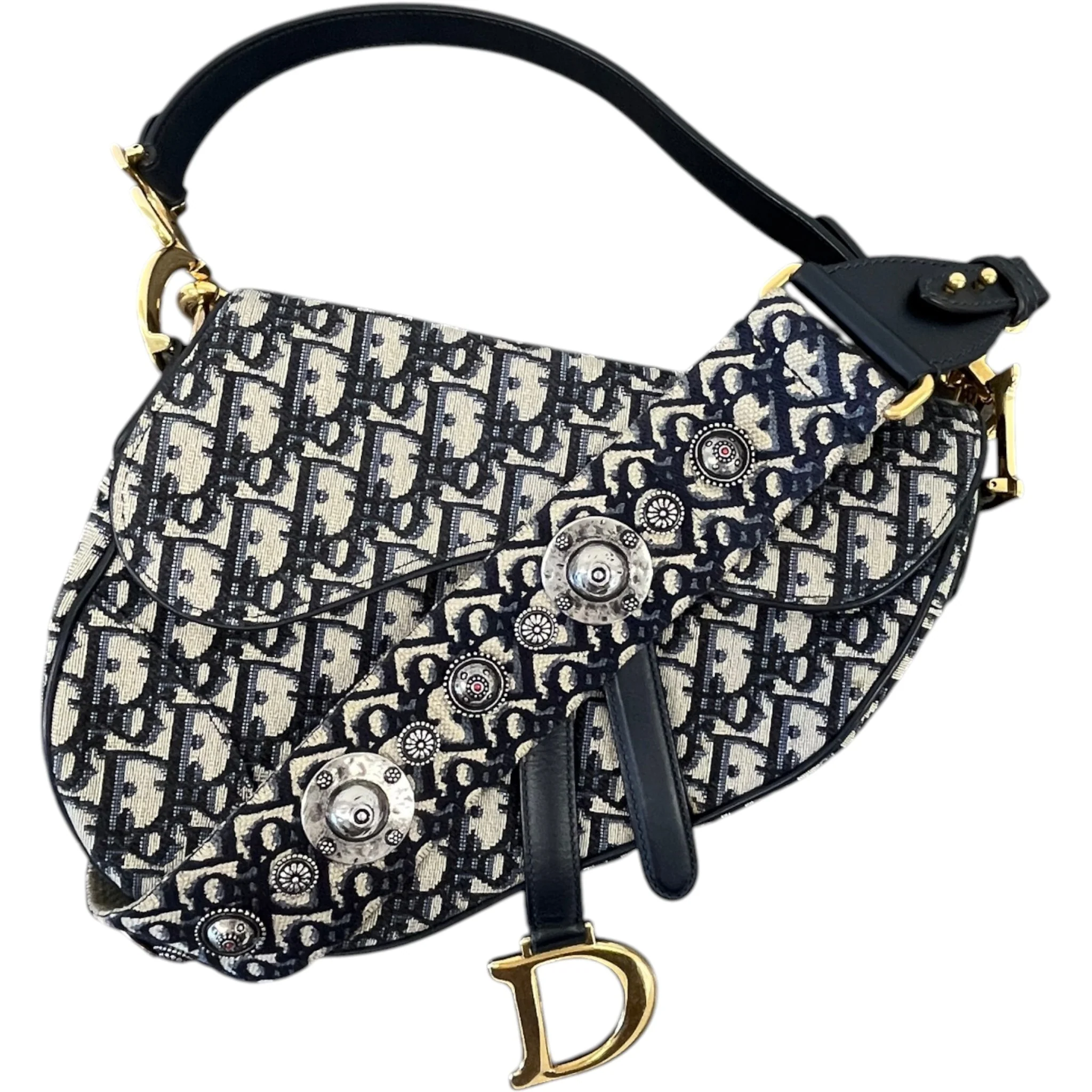 Women's Oblique Saddle Handbag Navy