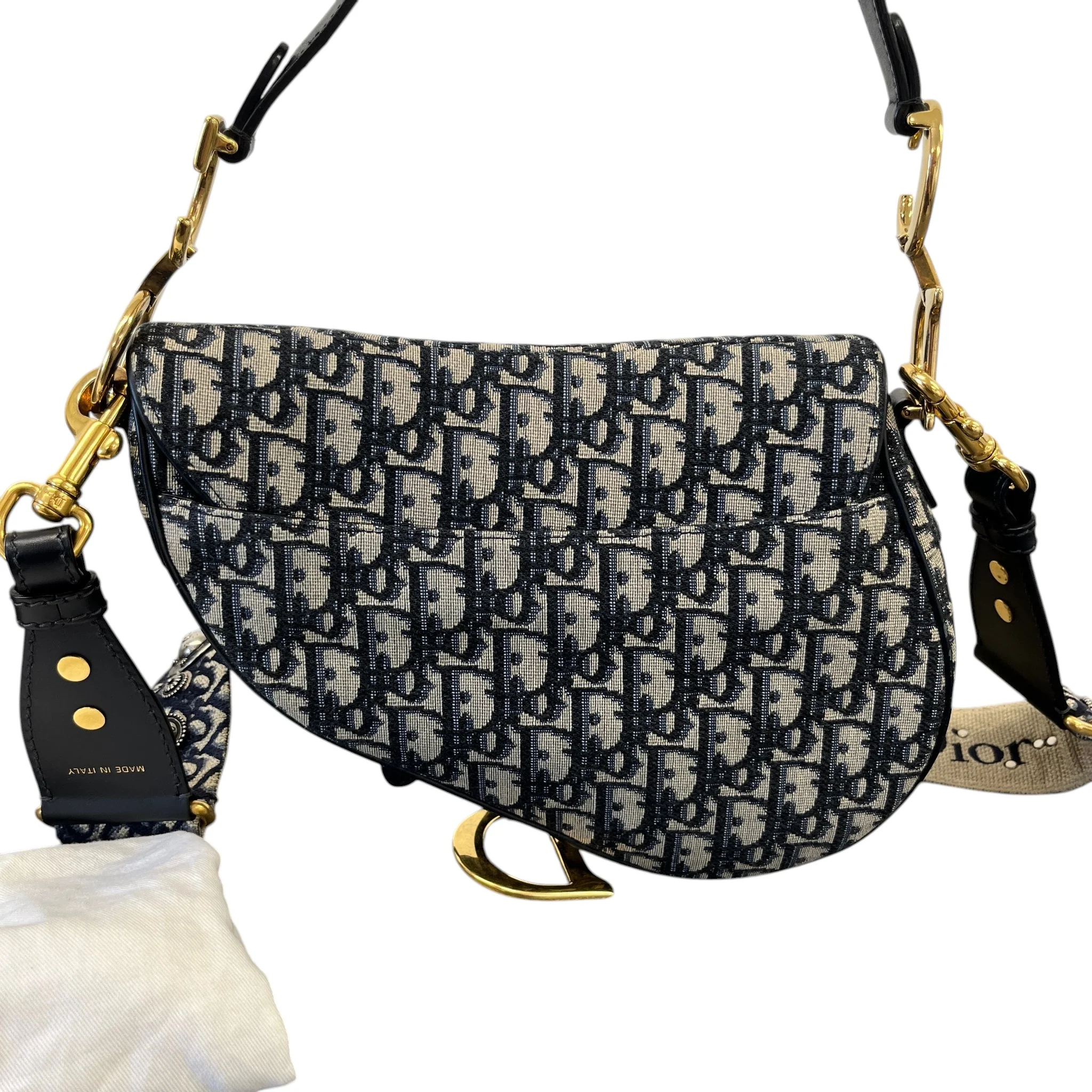Women's Oblique Saddle Handbag Navy - Image 3