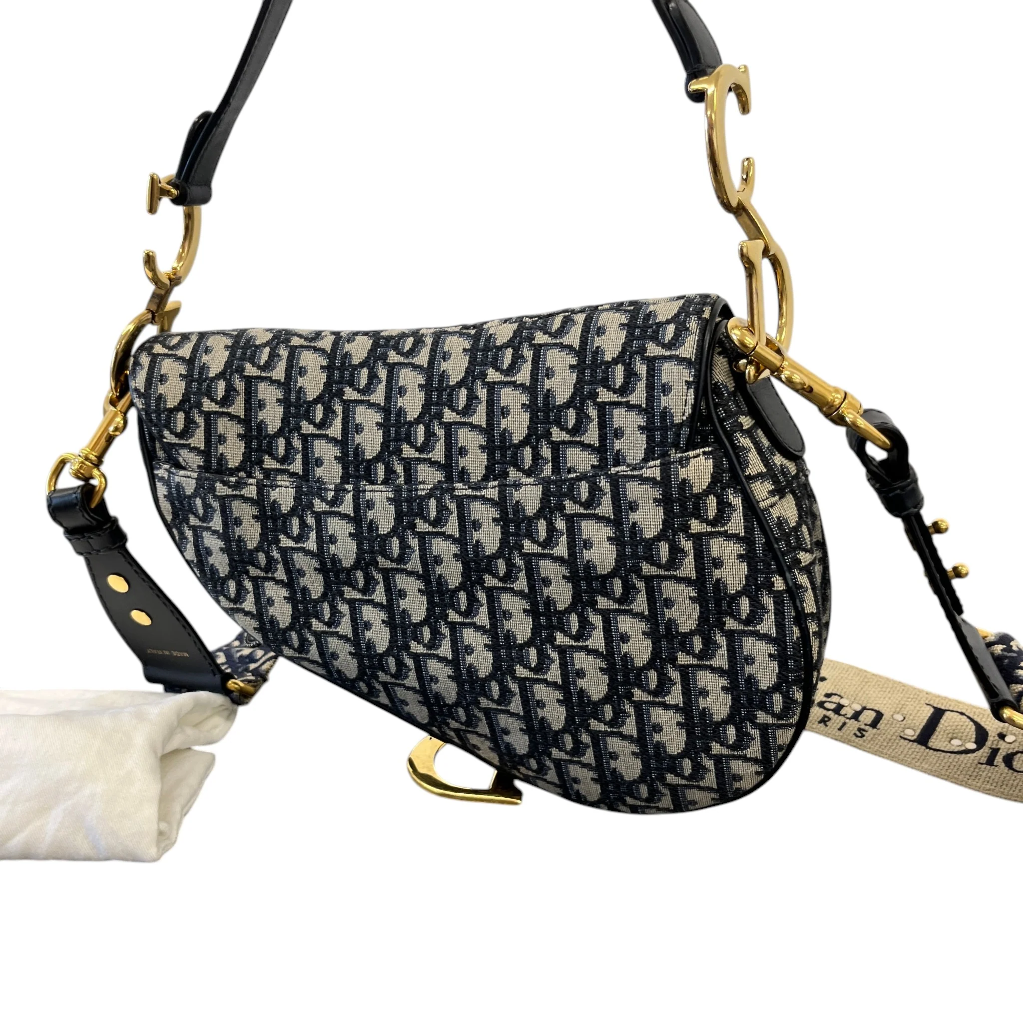 Women's Oblique Saddle Handbag Navy - Image 6