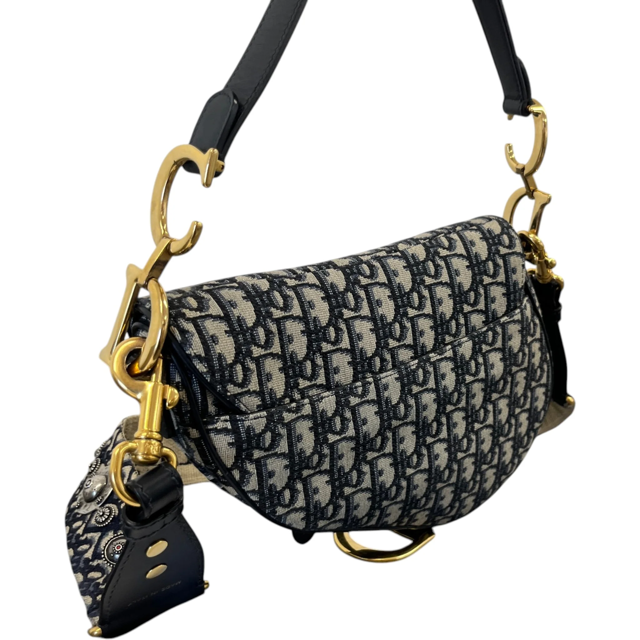 Women's Oblique Saddle Handbag Navy - Image 7