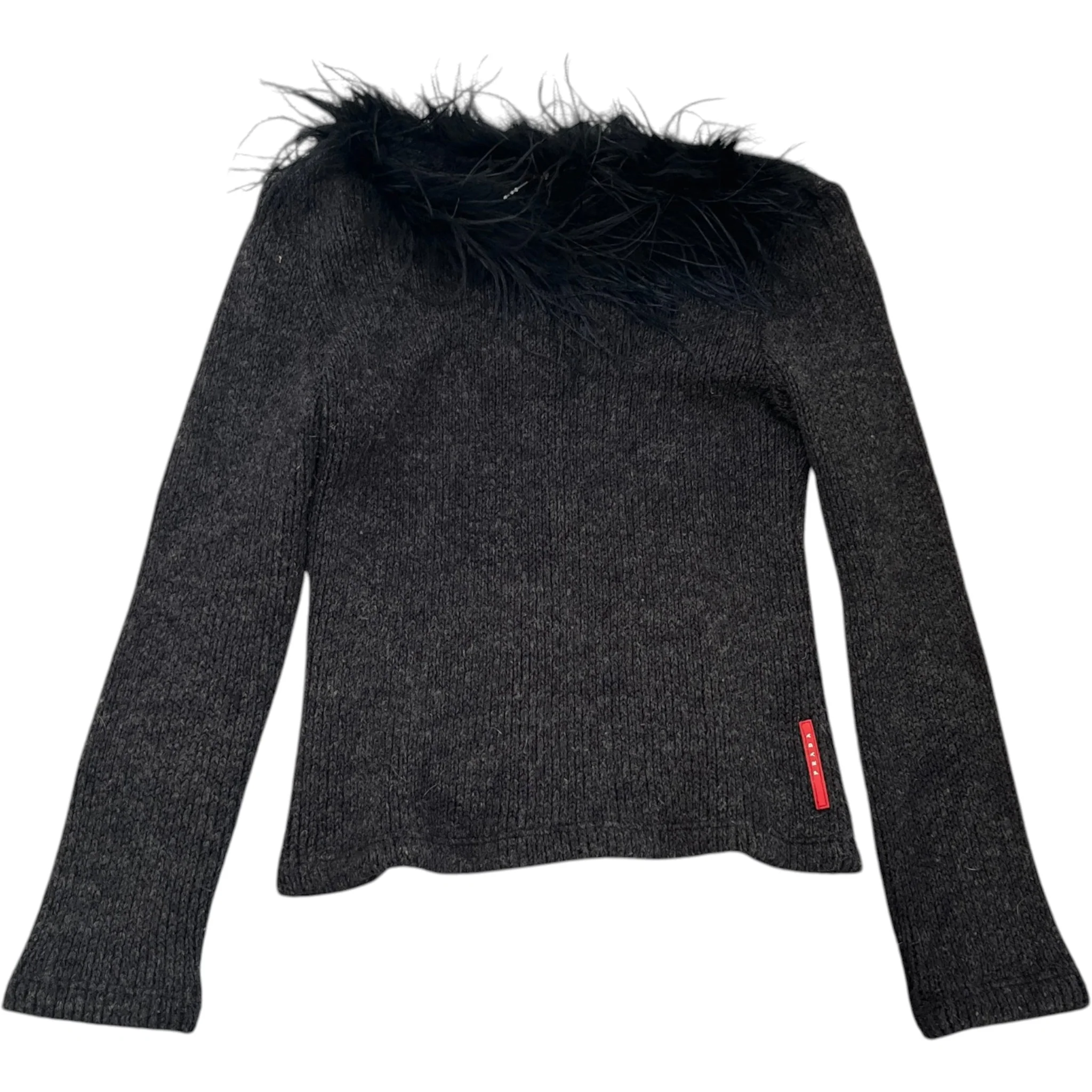 Women's Ostrich Feather Linear Rosa Jumper Black Size S