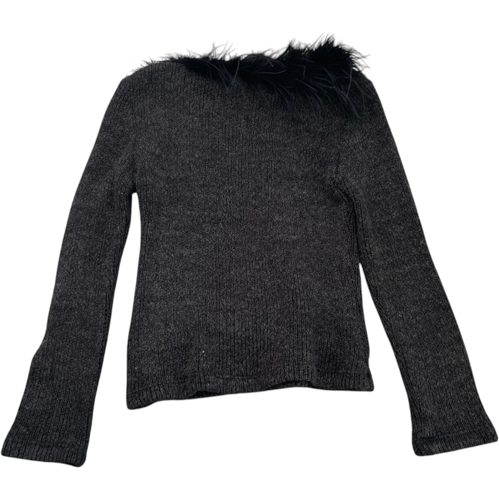 Women's Ostrich Feather Linear Rosa Jumper Black Size S - Image 2