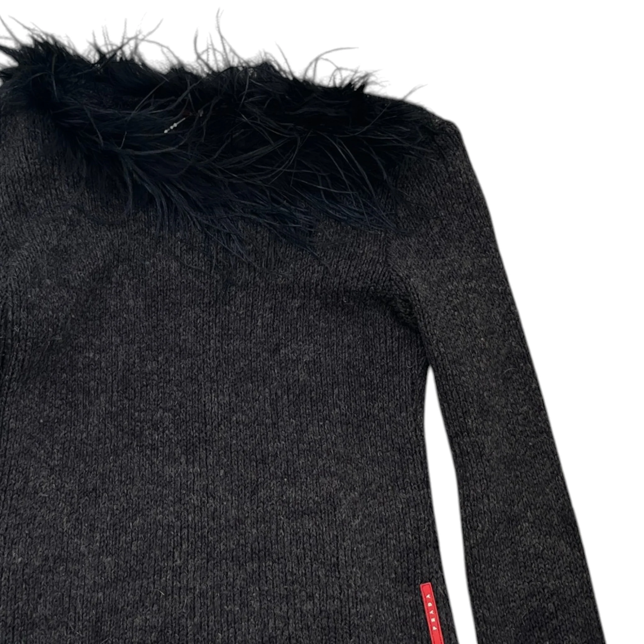 Women's Ostrich Feather Linear Rosa Jumper Black Size S - Image 3