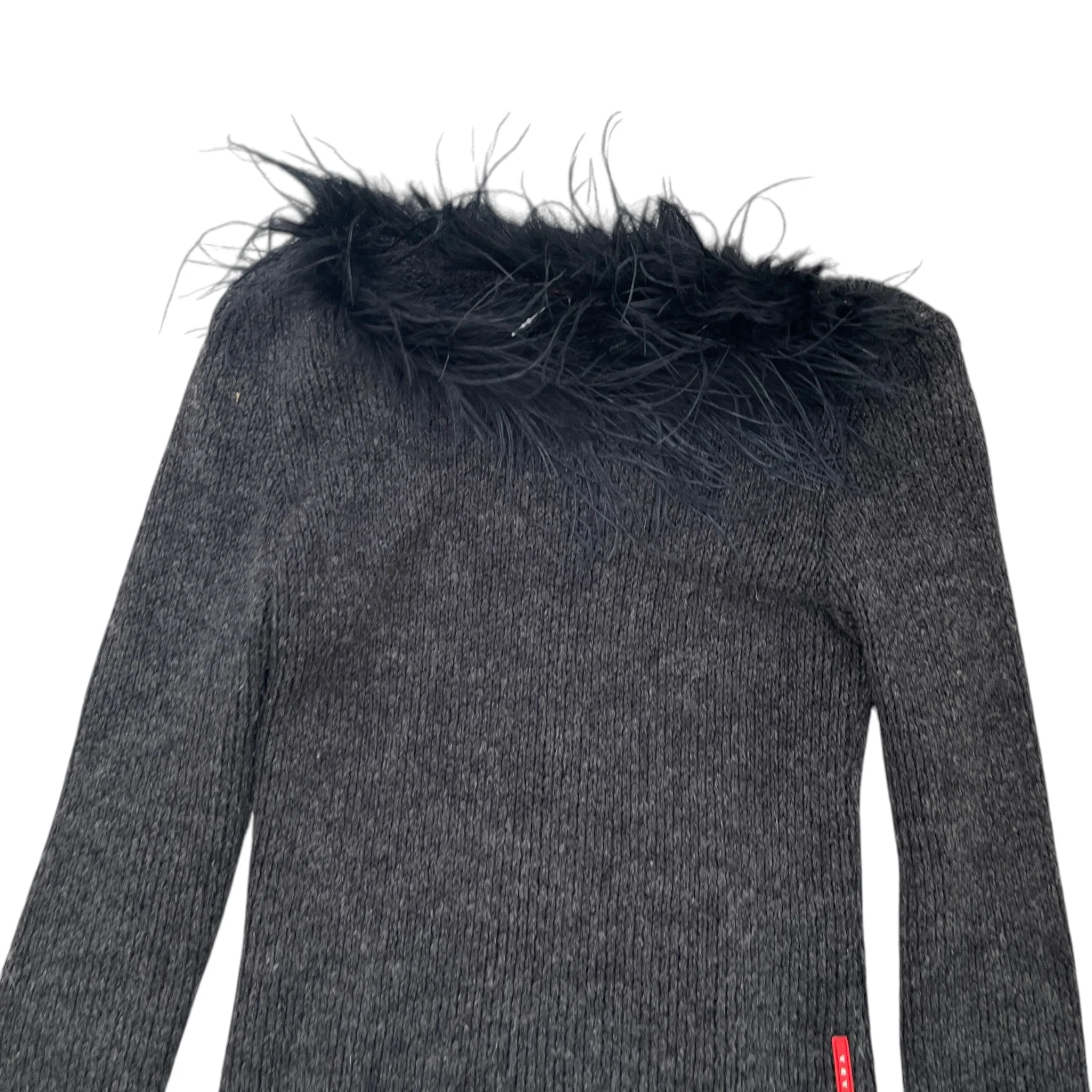 Women's Ostrich Feather Linear Rosa Jumper Black Size S - Image 5
