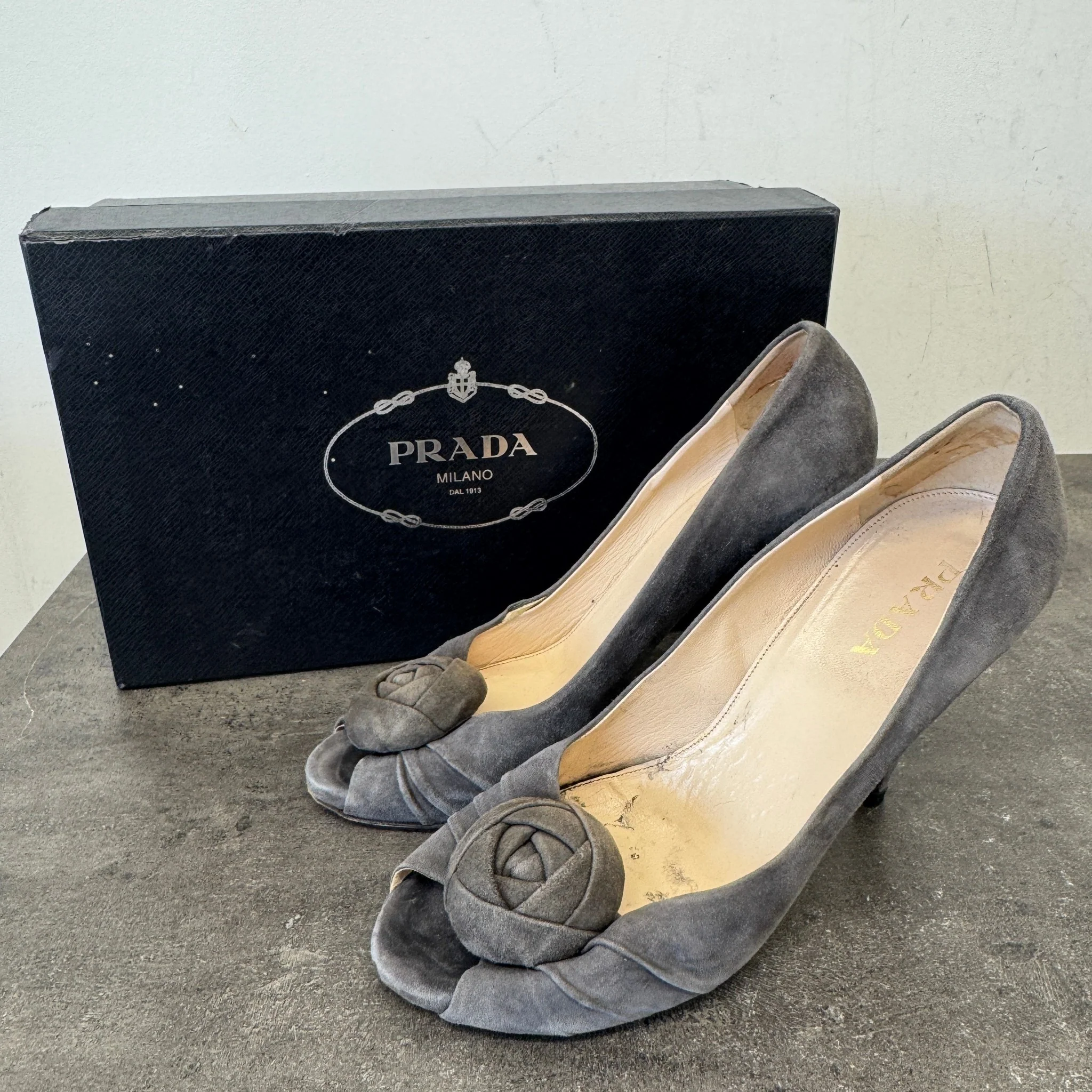 Women's Peep Toe Rose Heels Grey Size EU 40 / UK 7 - Image 13