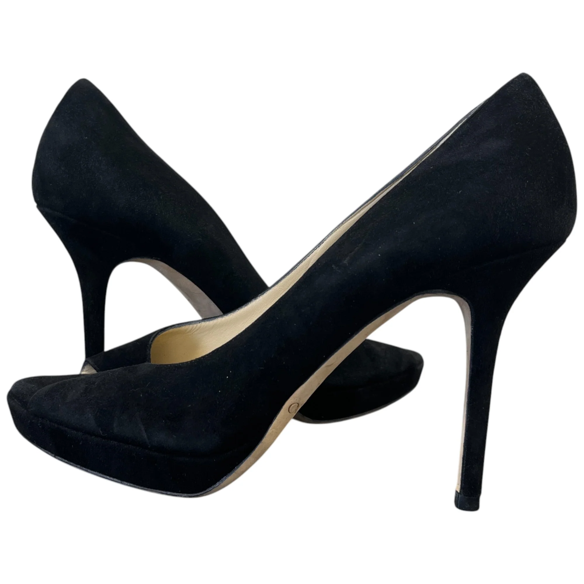 Women's Peep Toe Suede Heels Black Size EU 36.5 / UK 3.5 - Image 3