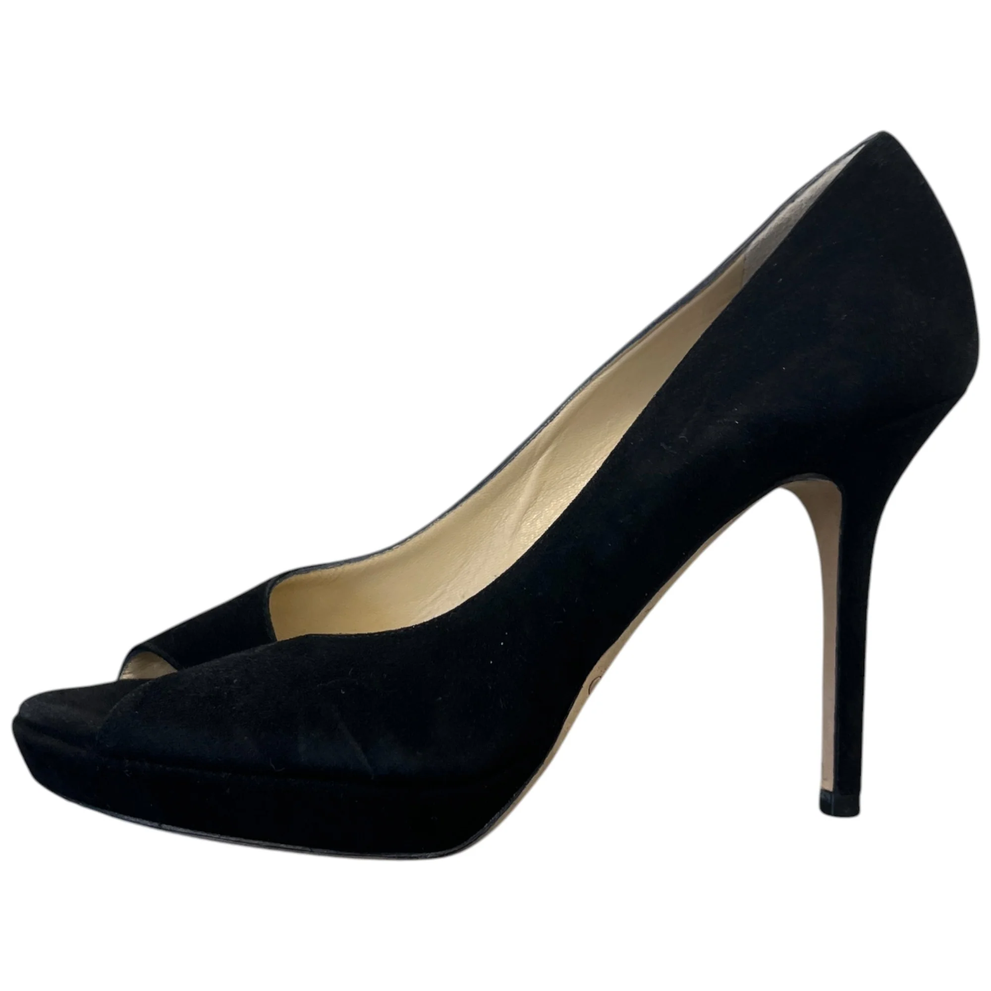 Women's Peep Toe Suede Heels Black Size EU 36.5 / UK 3.5 - Image 5