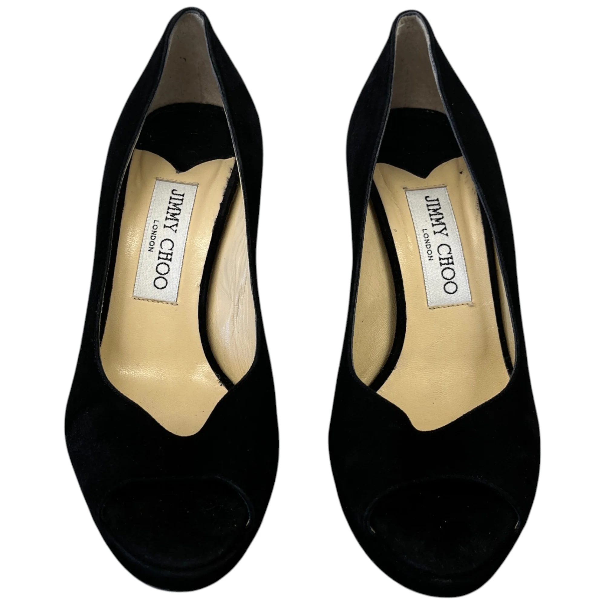 Women's Peep Toe Suede Heels Black Size EU 36.5 / UK 3.5 - Image 6