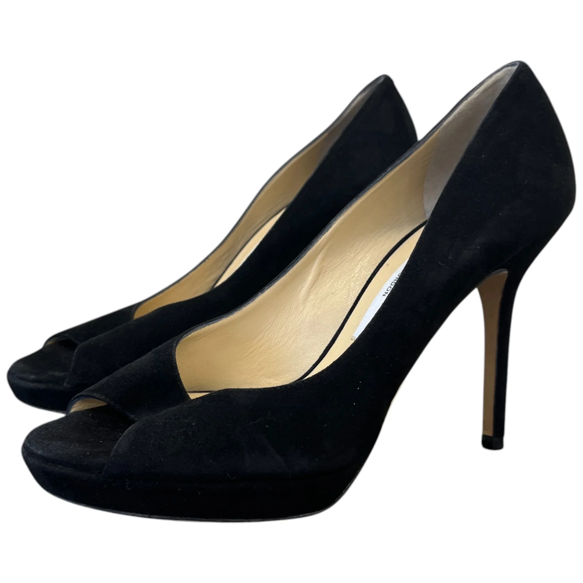 Women's Peep Toe Suede Heels Black Size EU 36.5 / UK 3.5 - Image 8