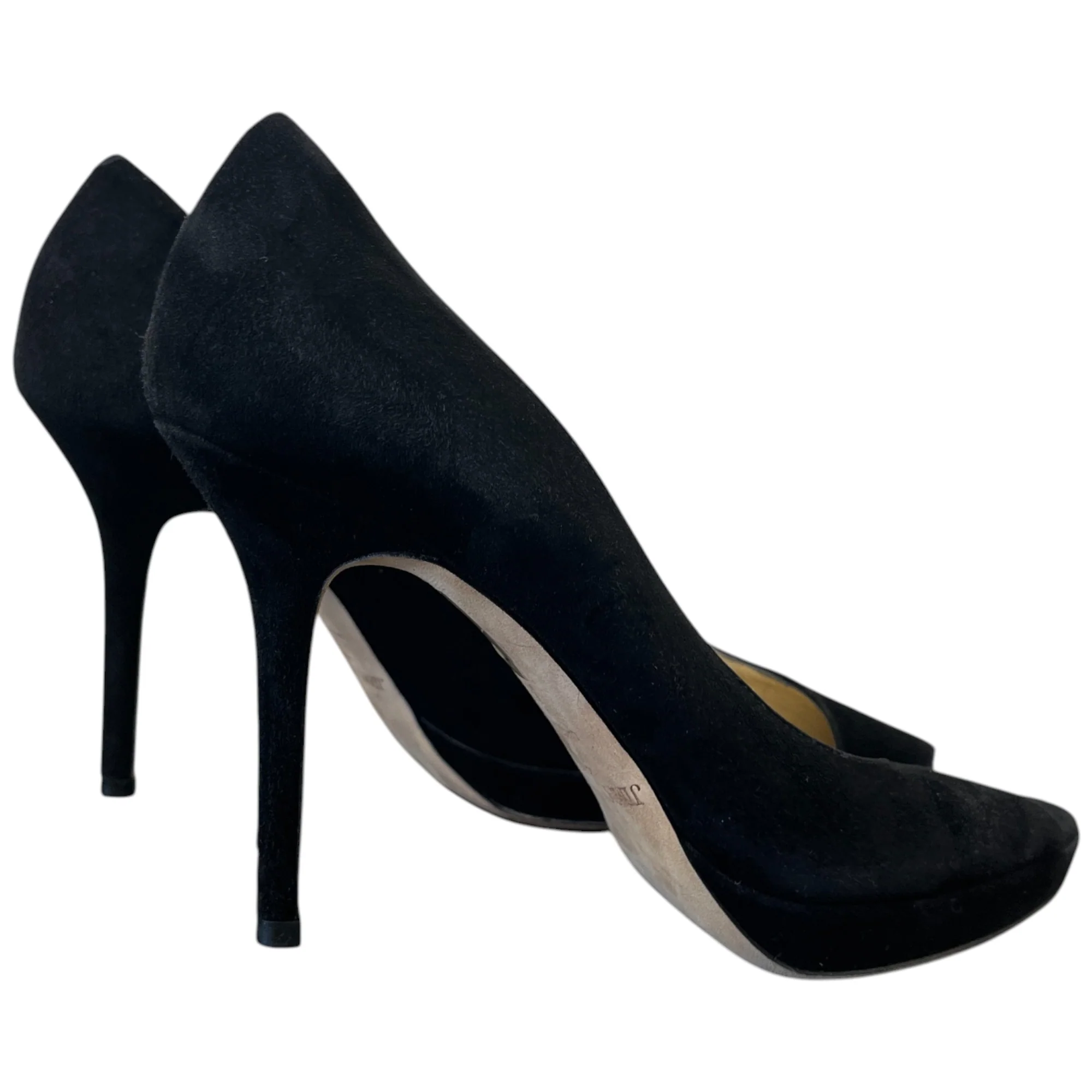 Women's Peep Toe Suede Heels Black Size EU 36.5 / UK 3.5 - Image 9