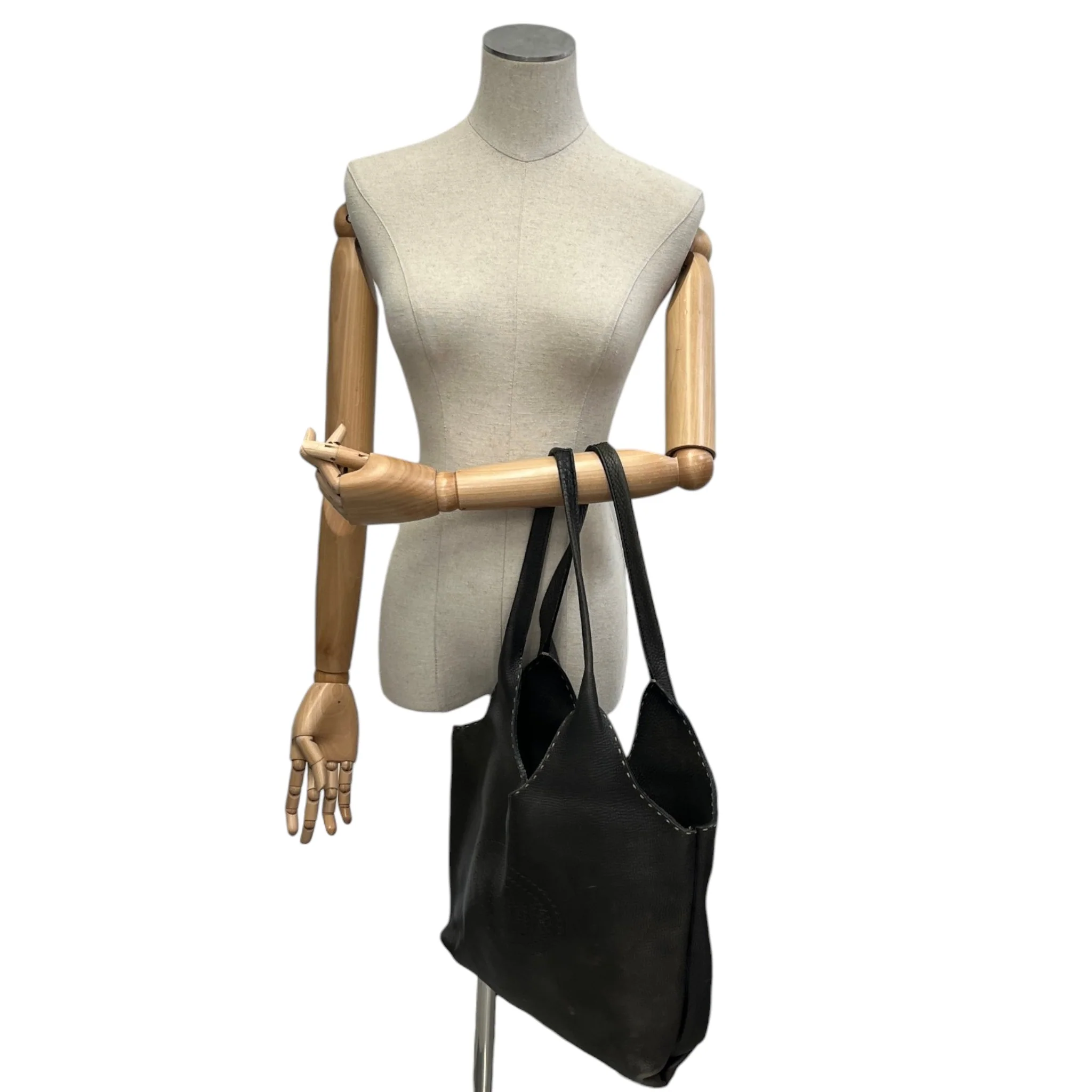 Women's Perforated Selleria Hobo Bag Black - Image 2