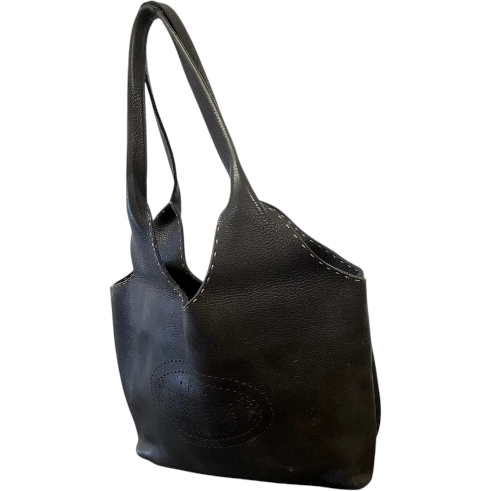 Women's Perforated Selleria Hobo Bag Black - Image 4