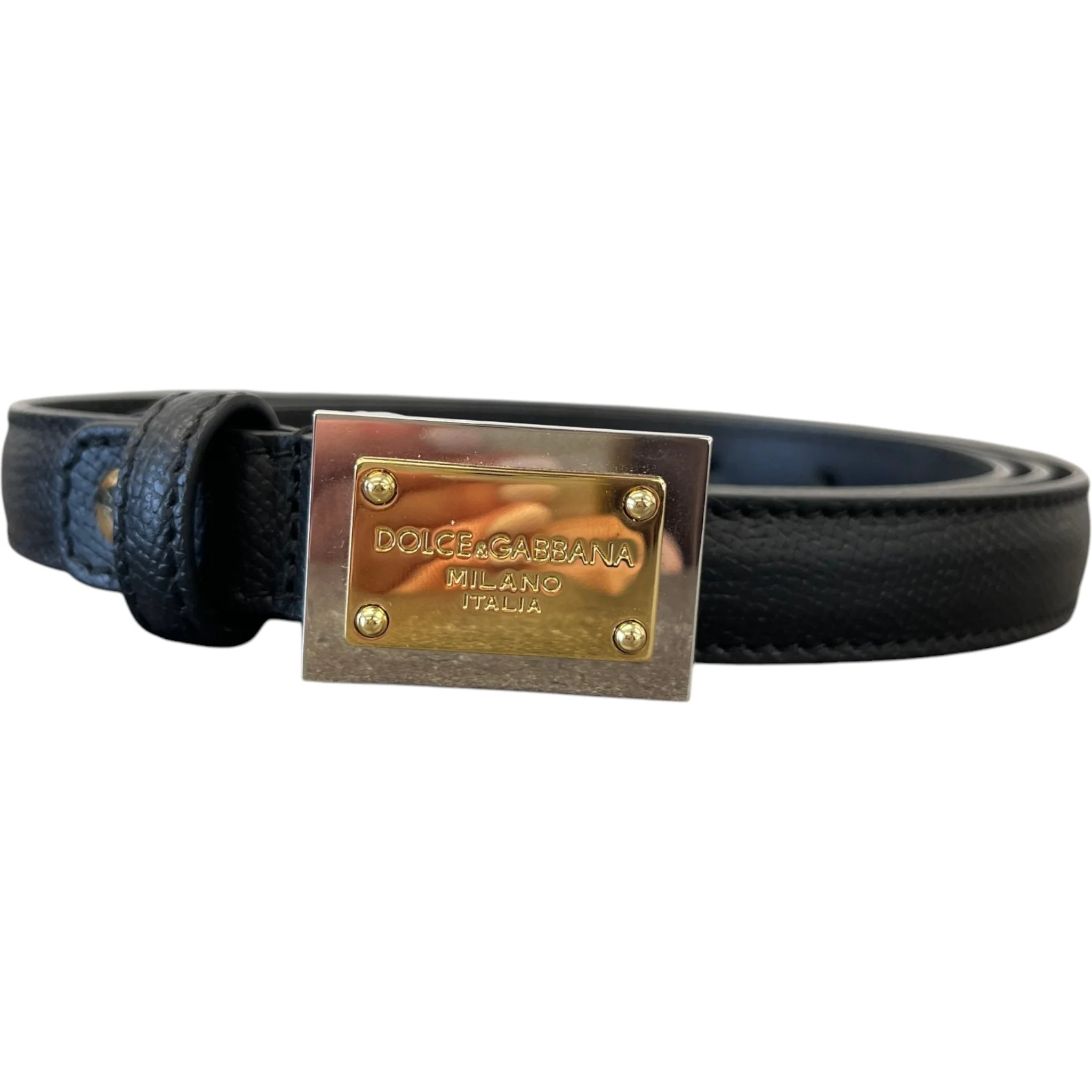 Women's Plaque Logo Belt Black Size Waist 40"