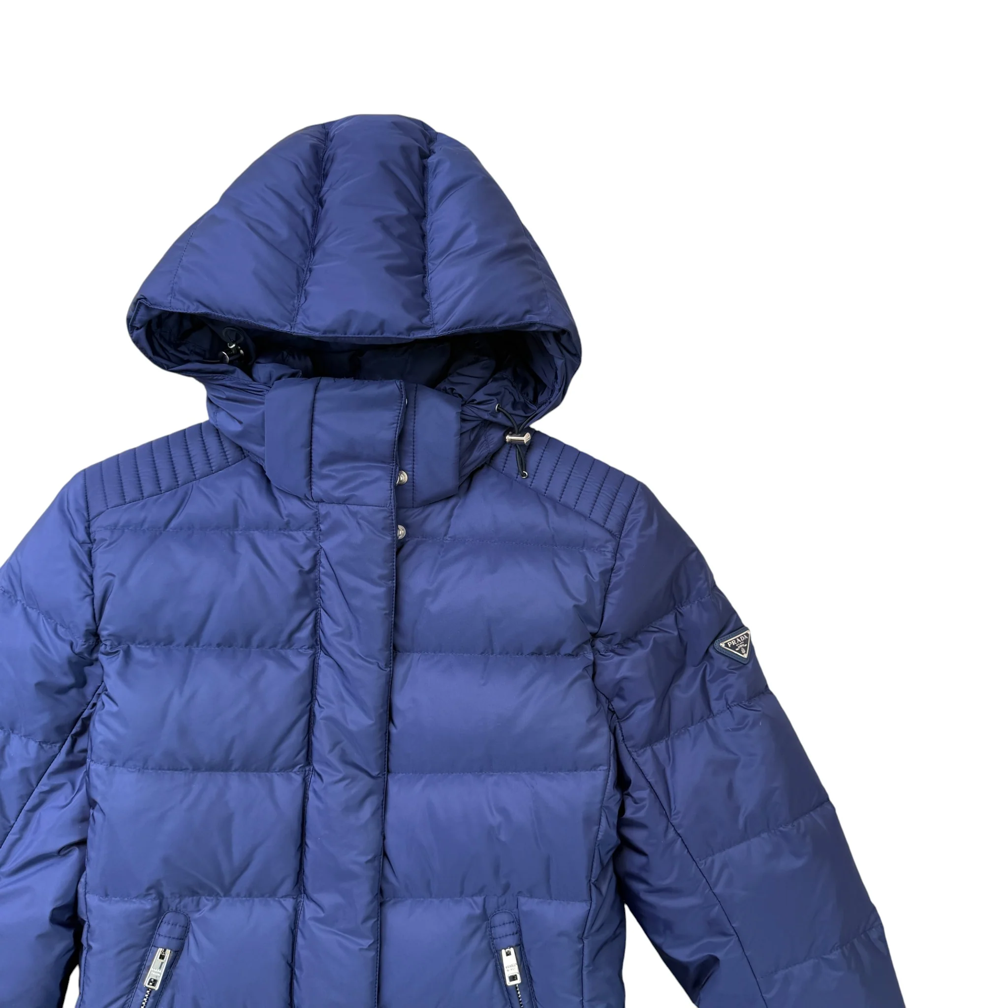 Women's Plaque Logo Down Jacket Blue Size 44 / UK 12 - Image 3