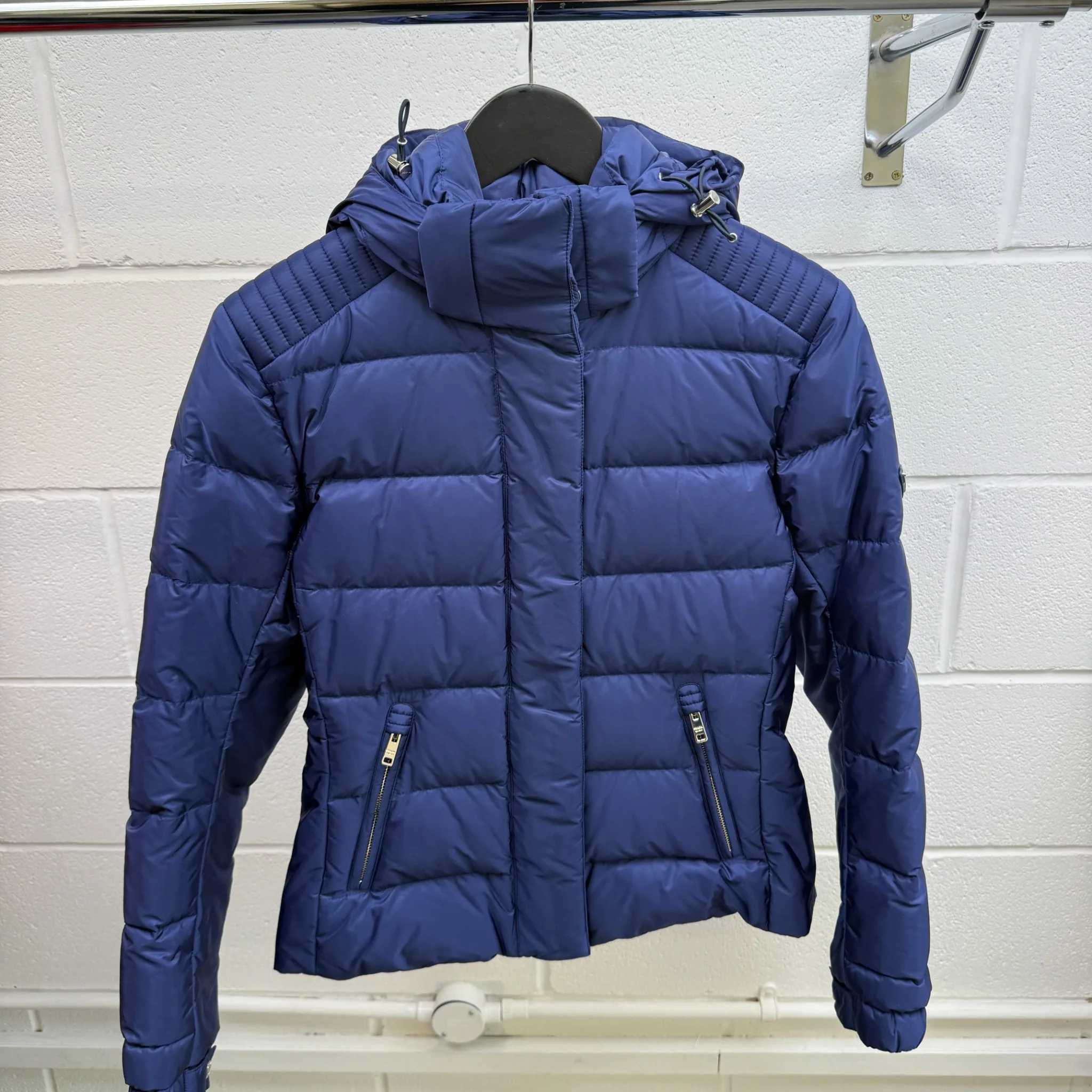 Women's Plaque Logo Down Jacket Blue Size 44 / UK 12 - Image 7