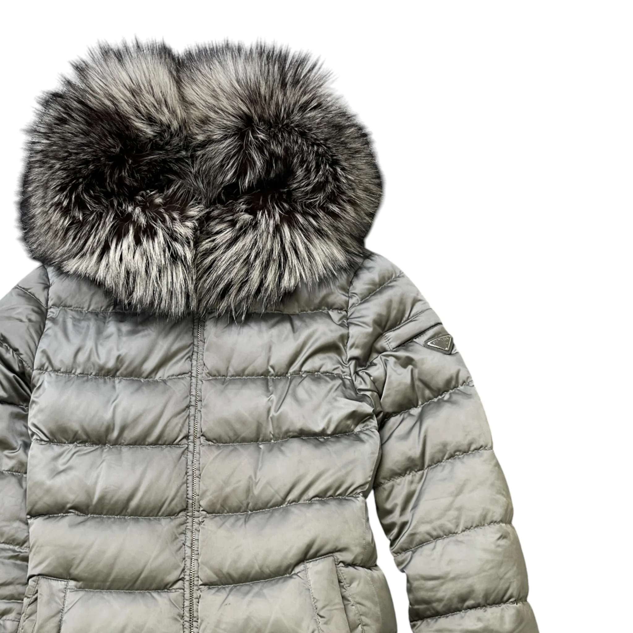 Women's Plaque Logo Down Jacket Grey Size IT 40 / UK 8 - Image 3
