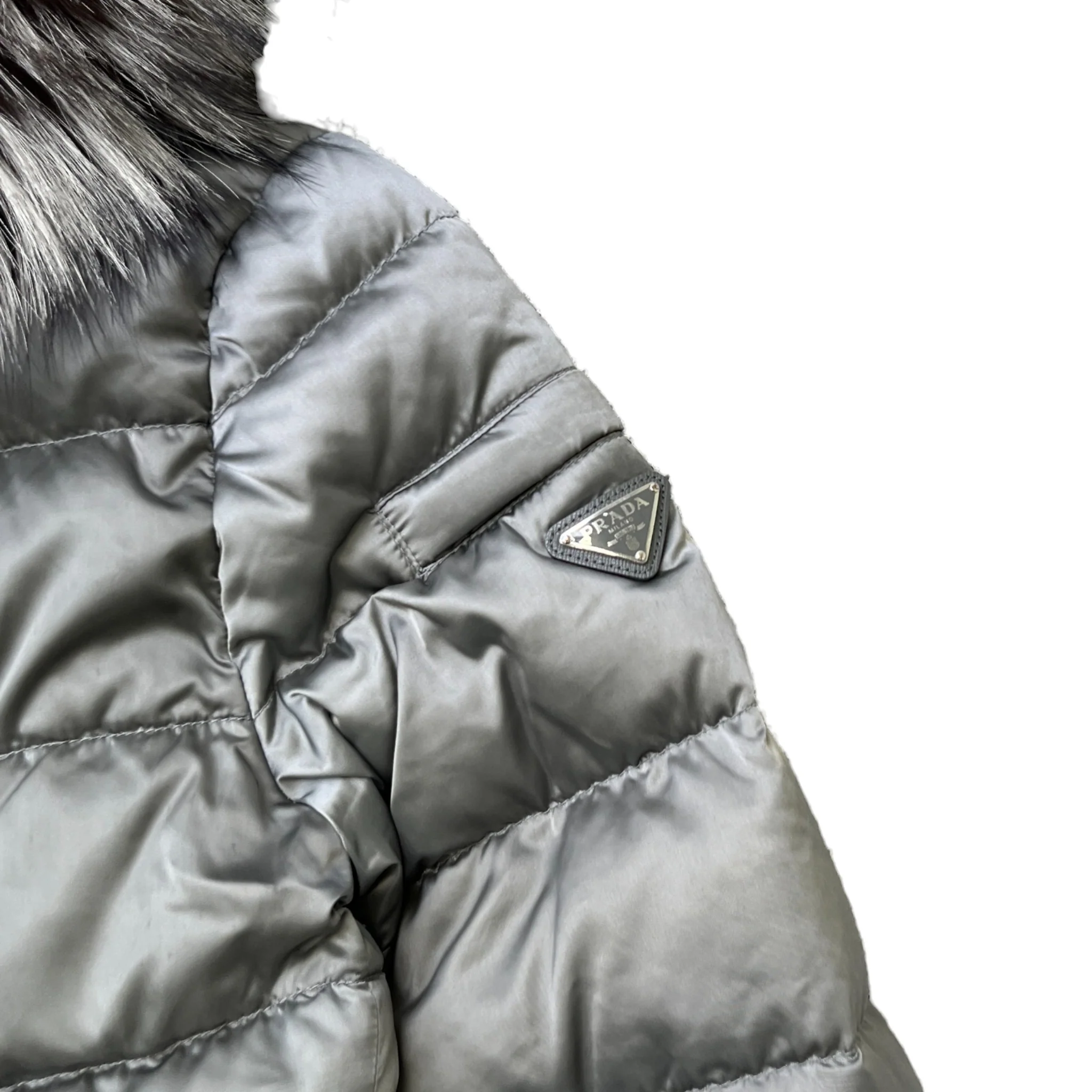 Women's Plaque Logo Down Jacket Grey Size IT 40 / UK 8 - Image 5
