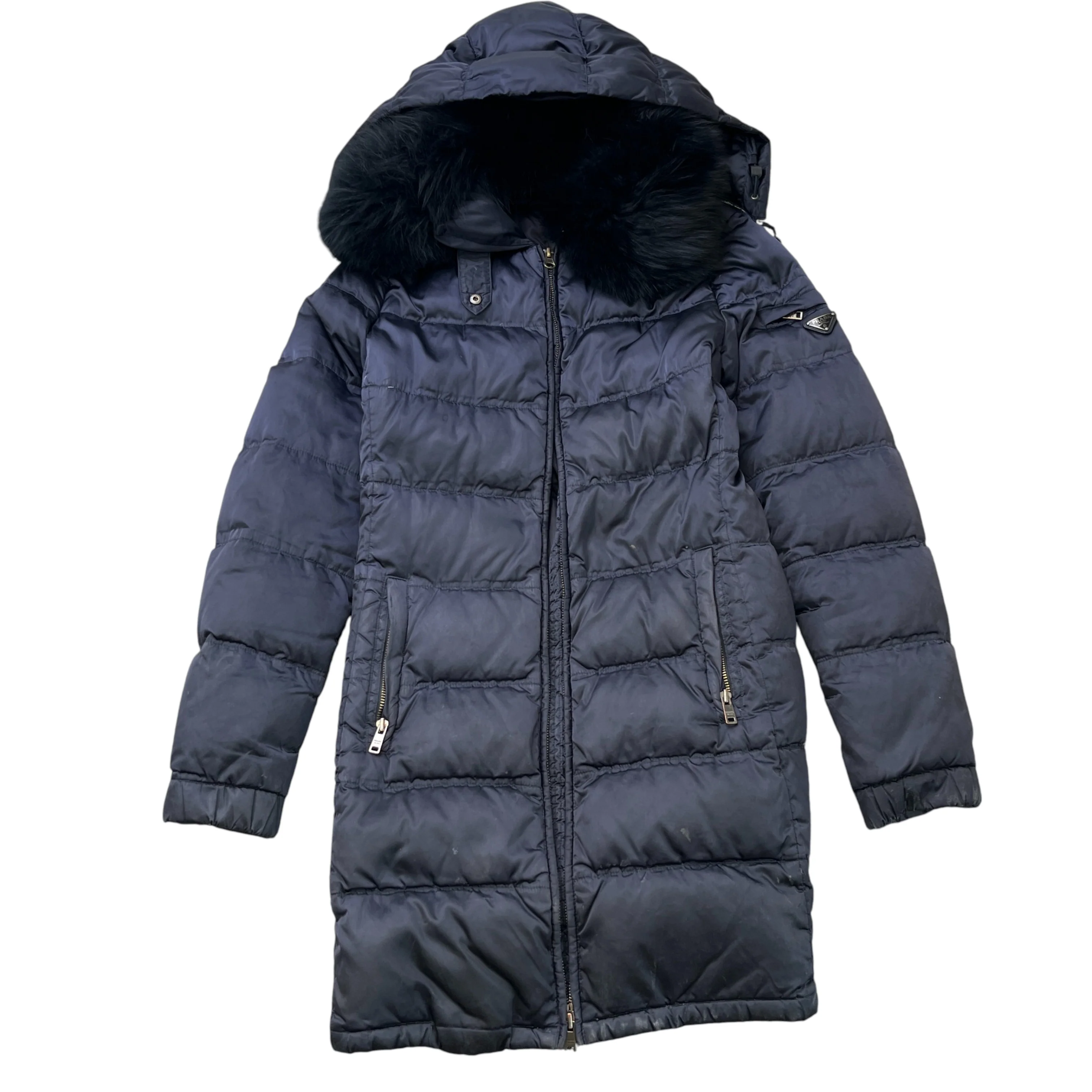 Women's Plaque Logo Down Jacket Navy Size IT 42 / UK 10