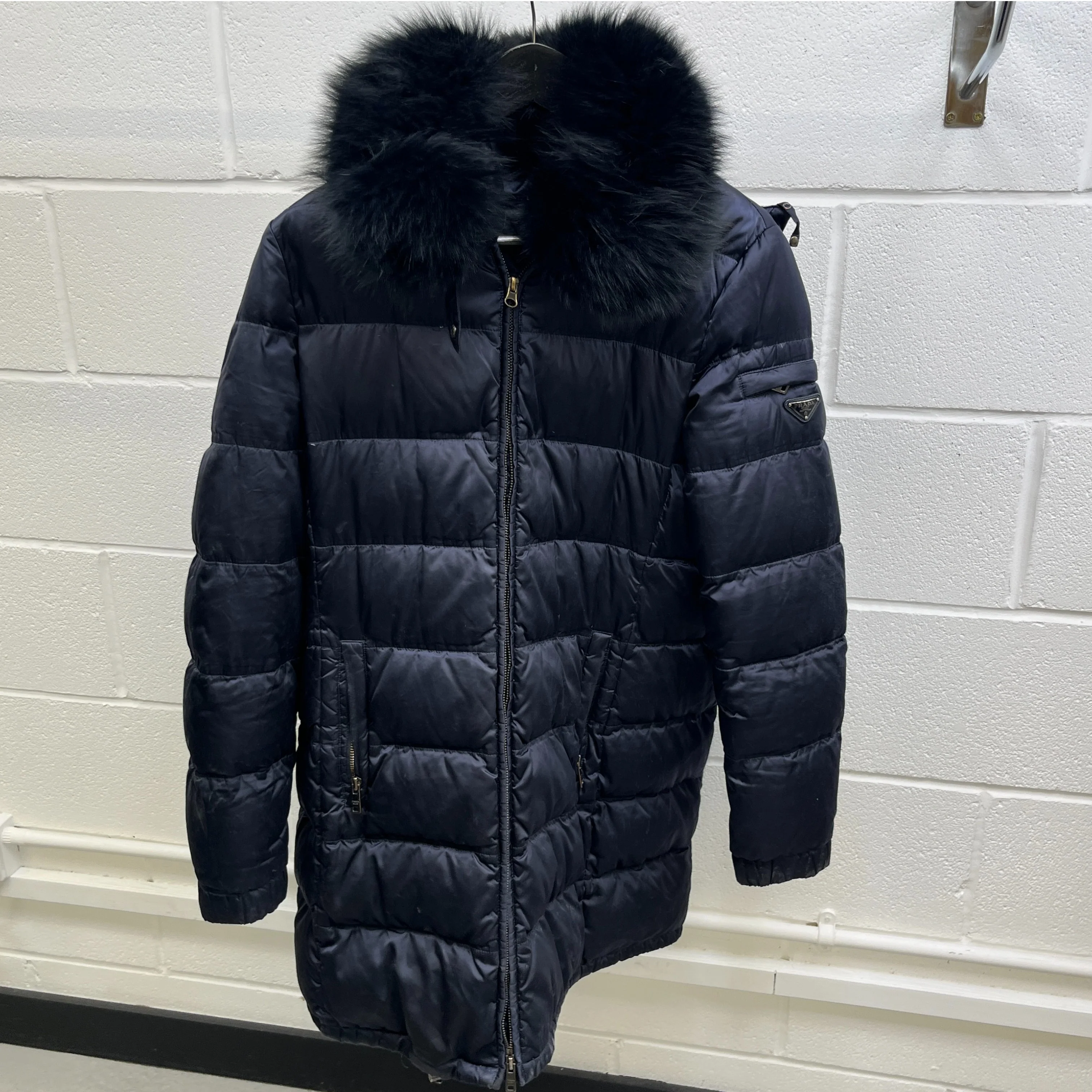 Women's Plaque Logo Down Jacket Navy Size IT 42 / UK 10 - Image 10