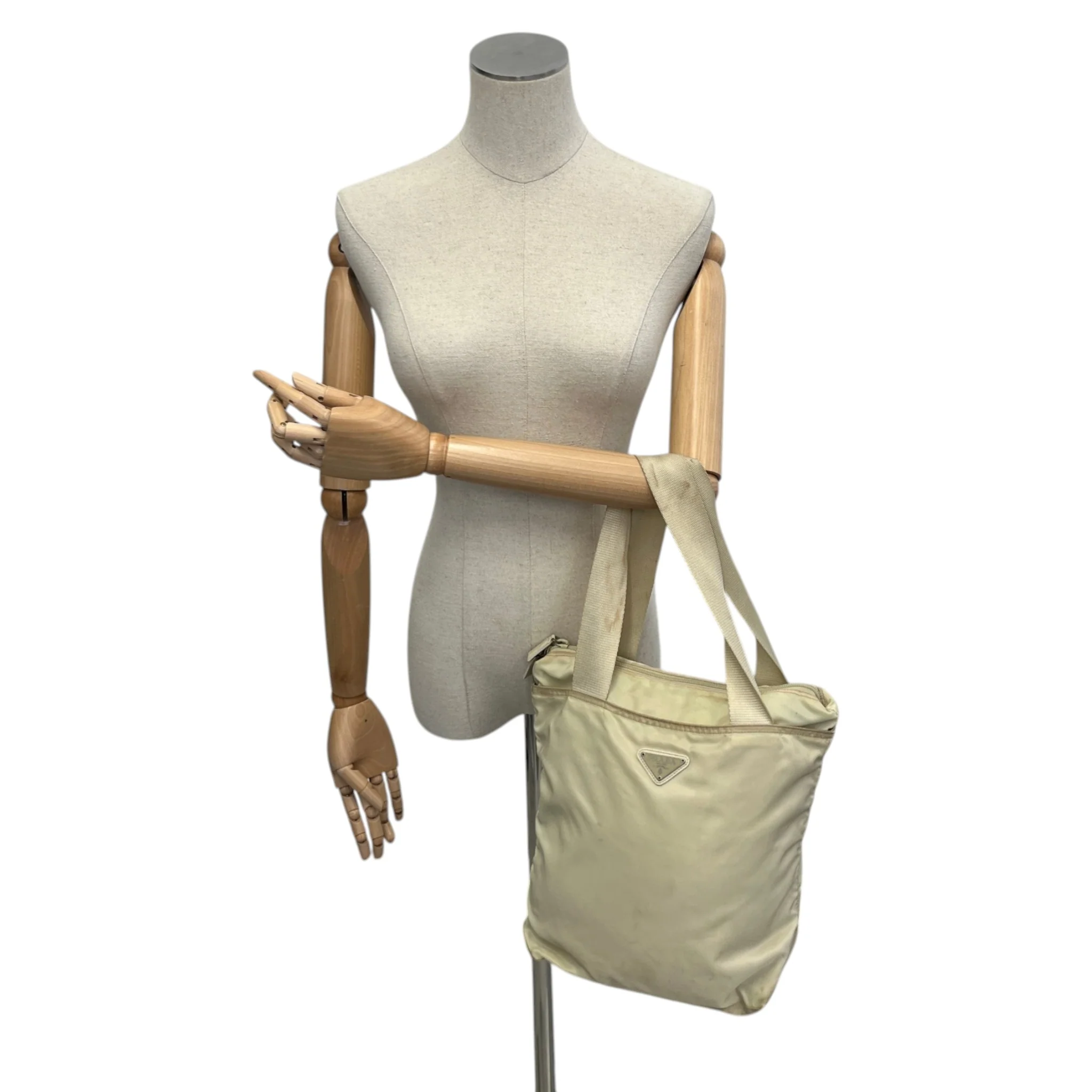 Women's Plaque Logo Messenger Bag Beige - Image 2
