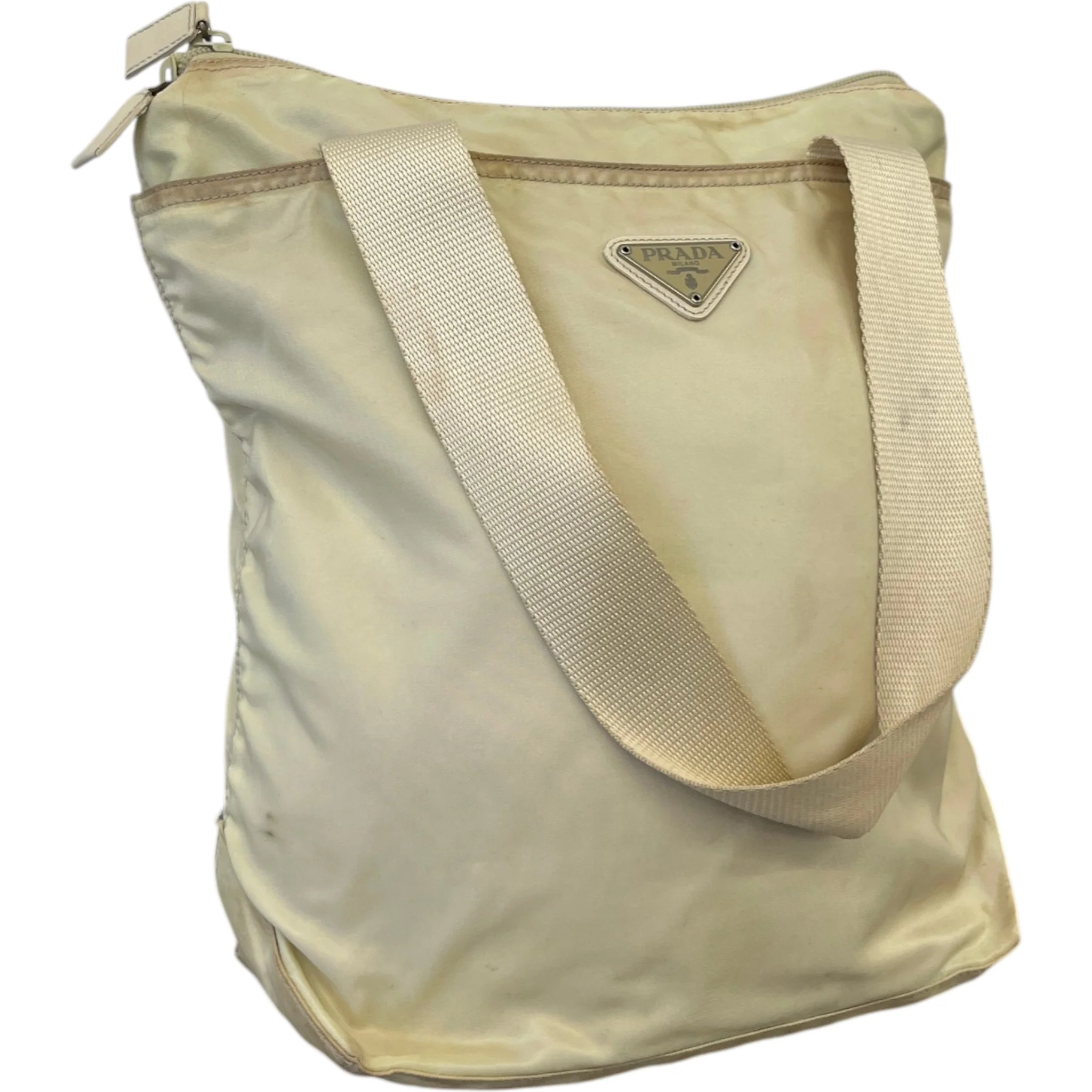 Women's Plaque Logo Messenger Bag Beige - Image 4