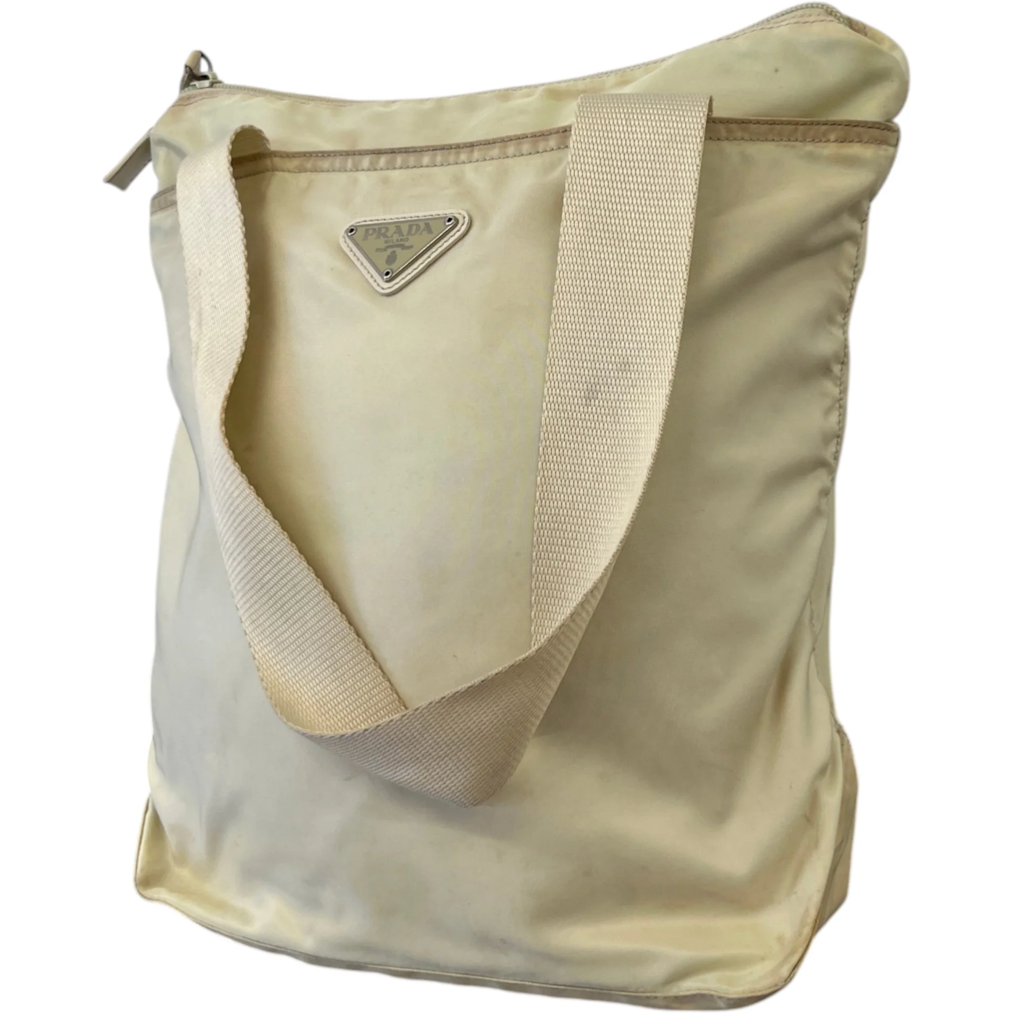 Women's Plaque Logo Messenger Bag Beige - Image 5