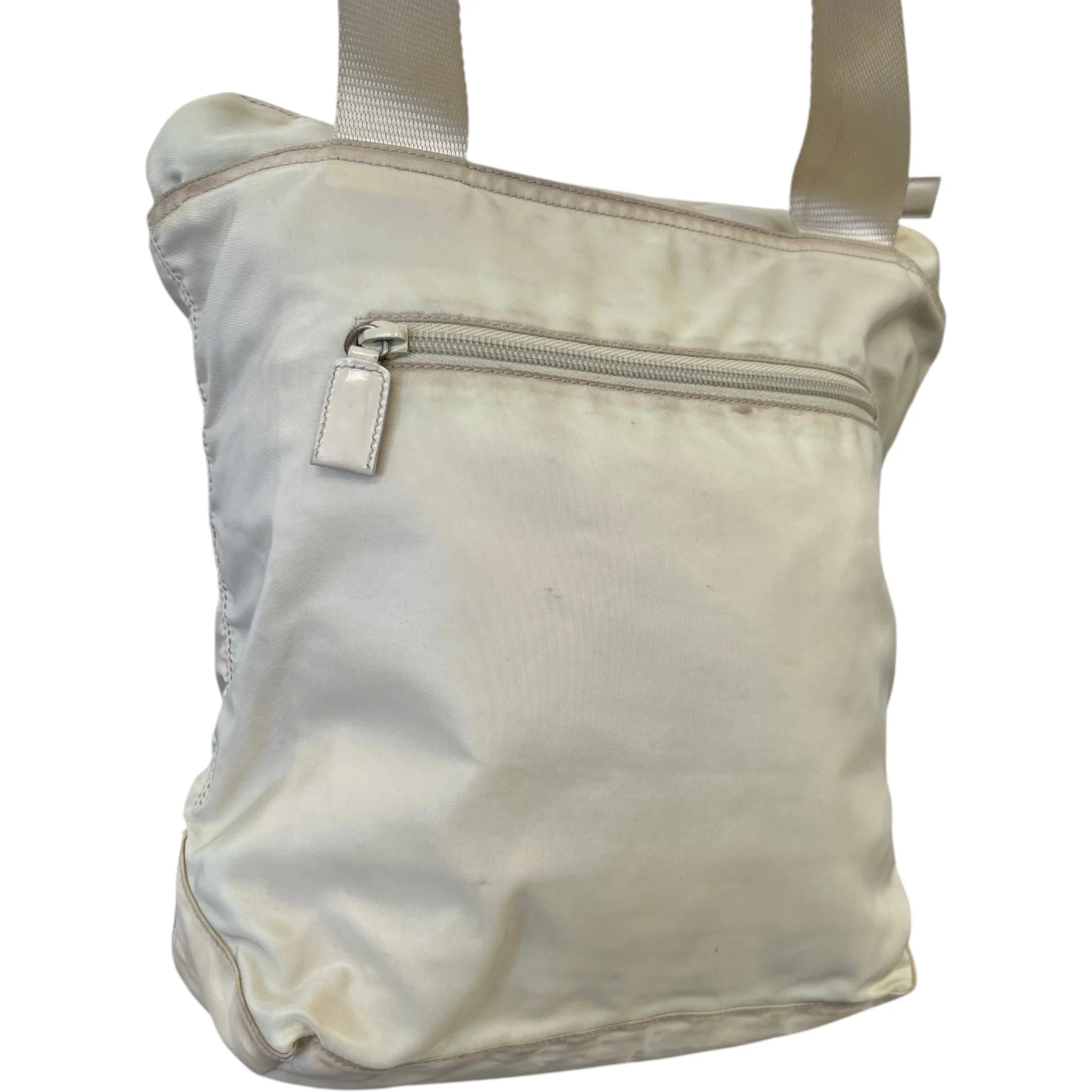 Women's Plaque Logo Messenger Bag Beige - Image 9