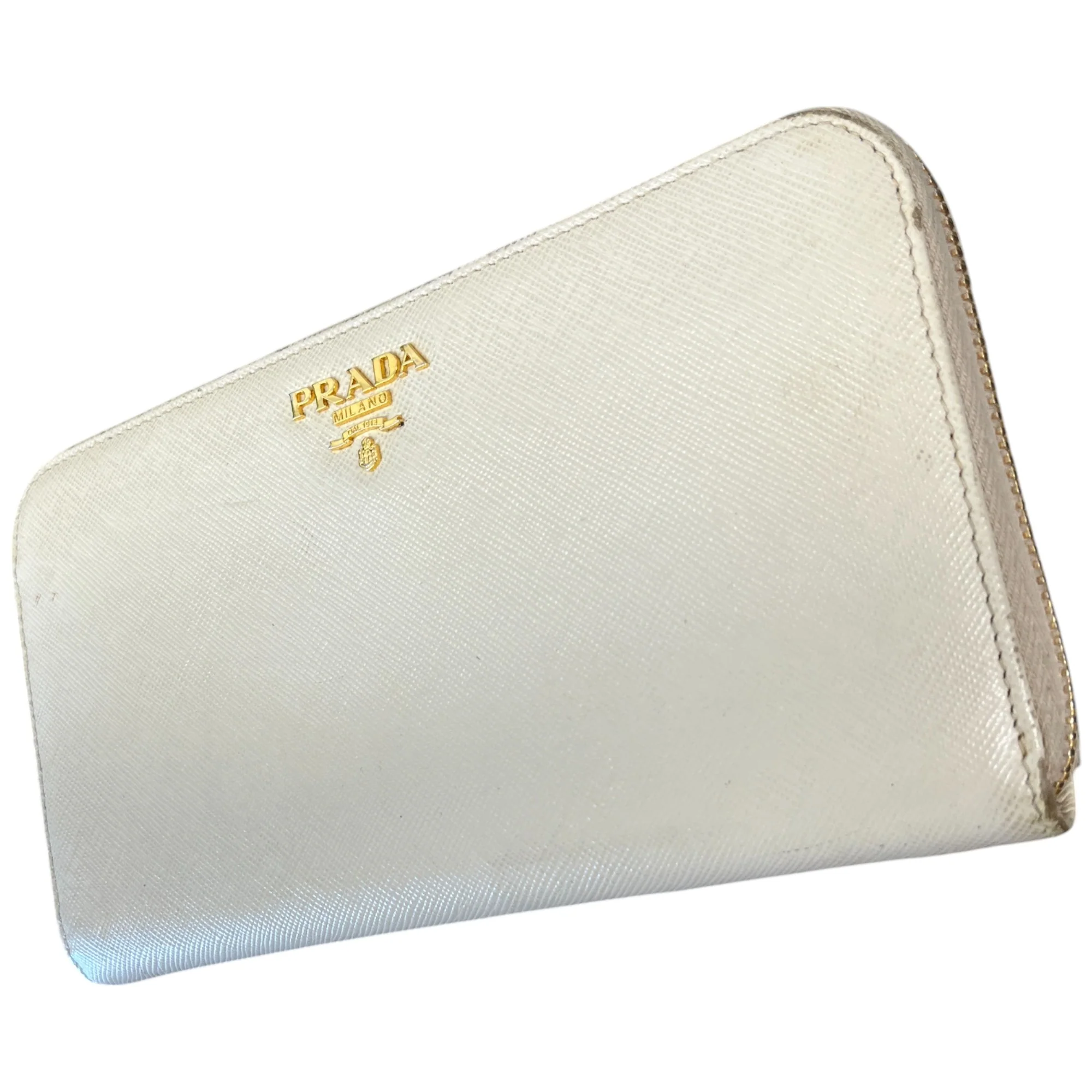 Women's Plaque Logo Saffiano Purse Cream Size L - Image 4