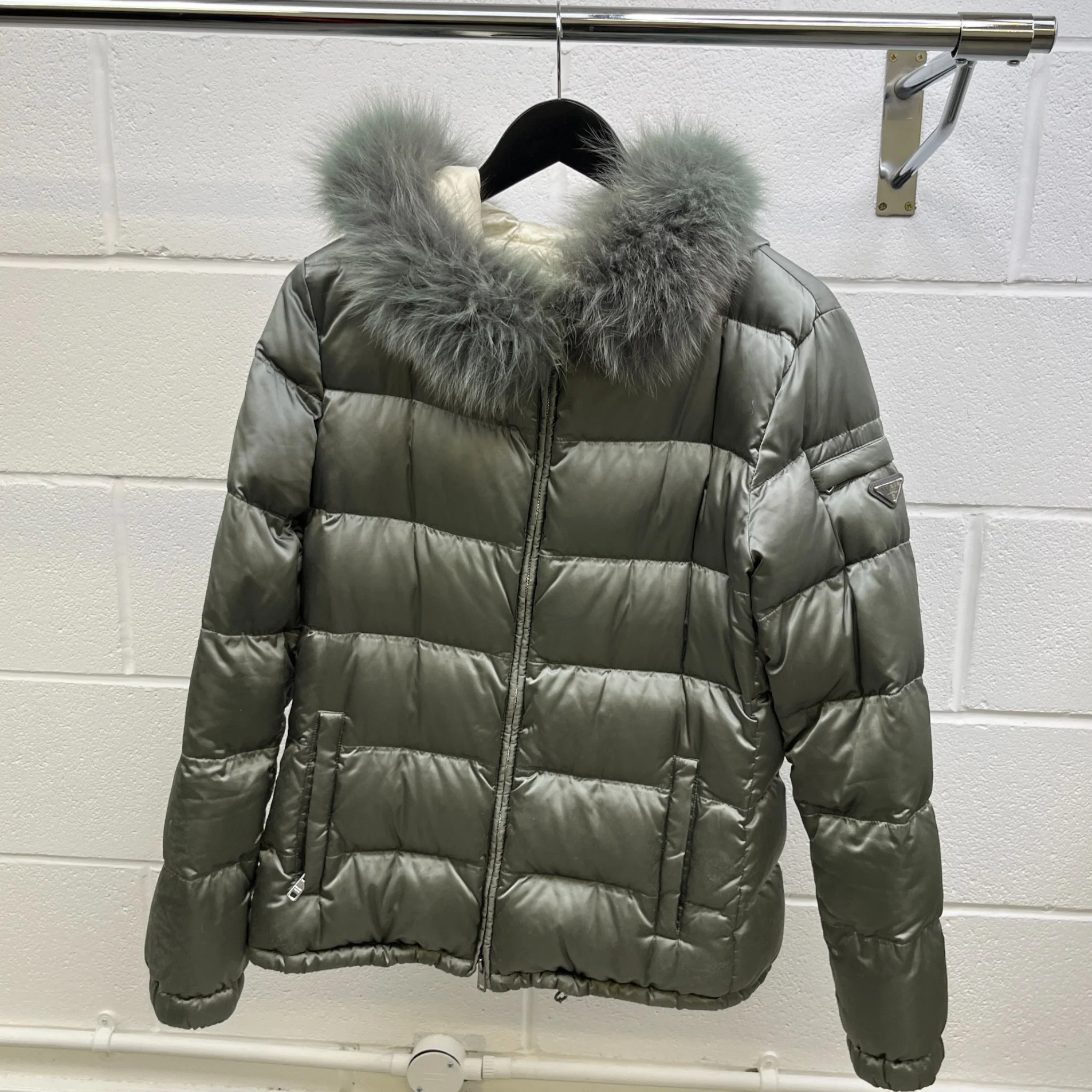 Women's Plaque Logo Size It 46 / Uk 14 Down Jacket Green Size XL - Image 10