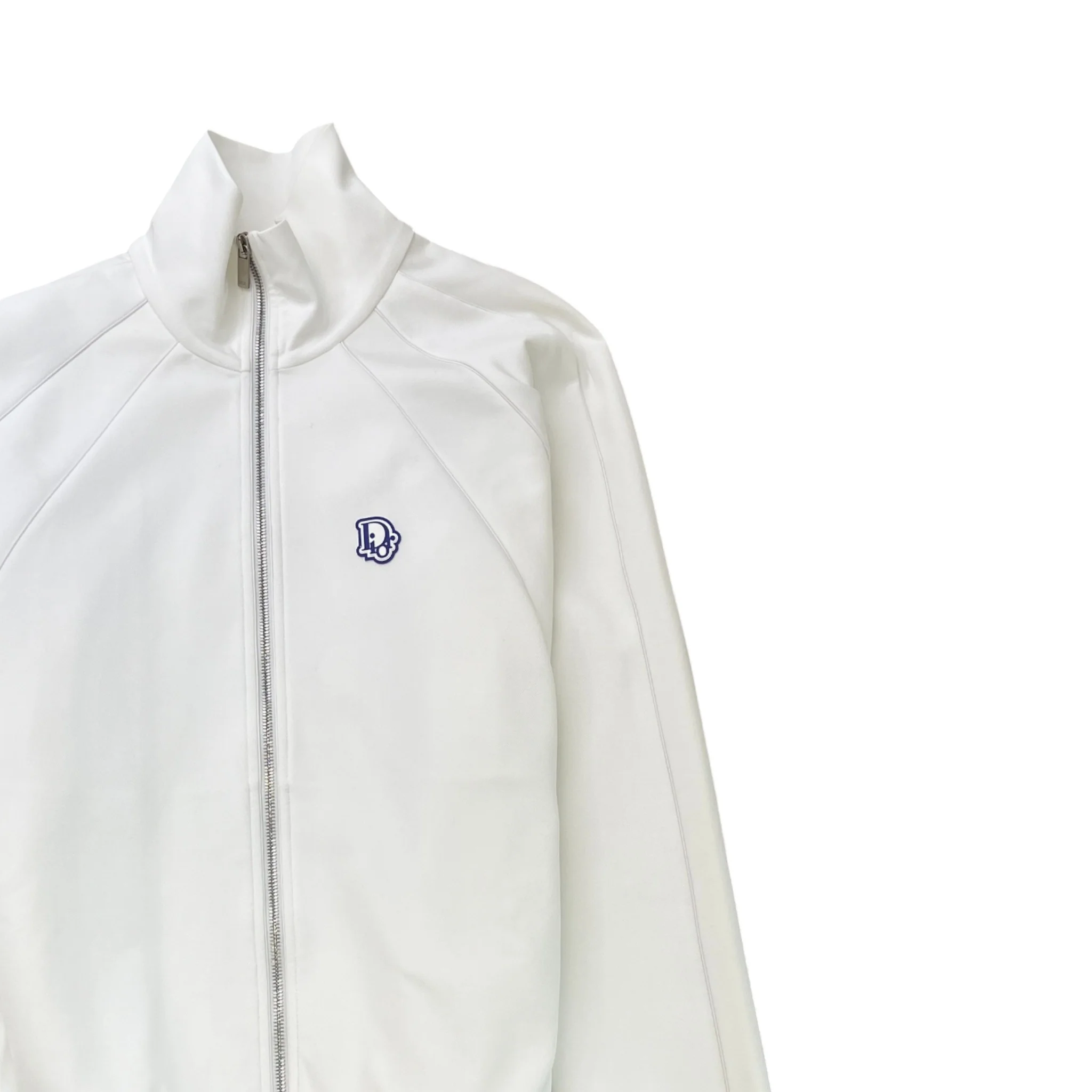 Women's Plaque Logo Technical Cotton Track Jacket White Size L - Image 3