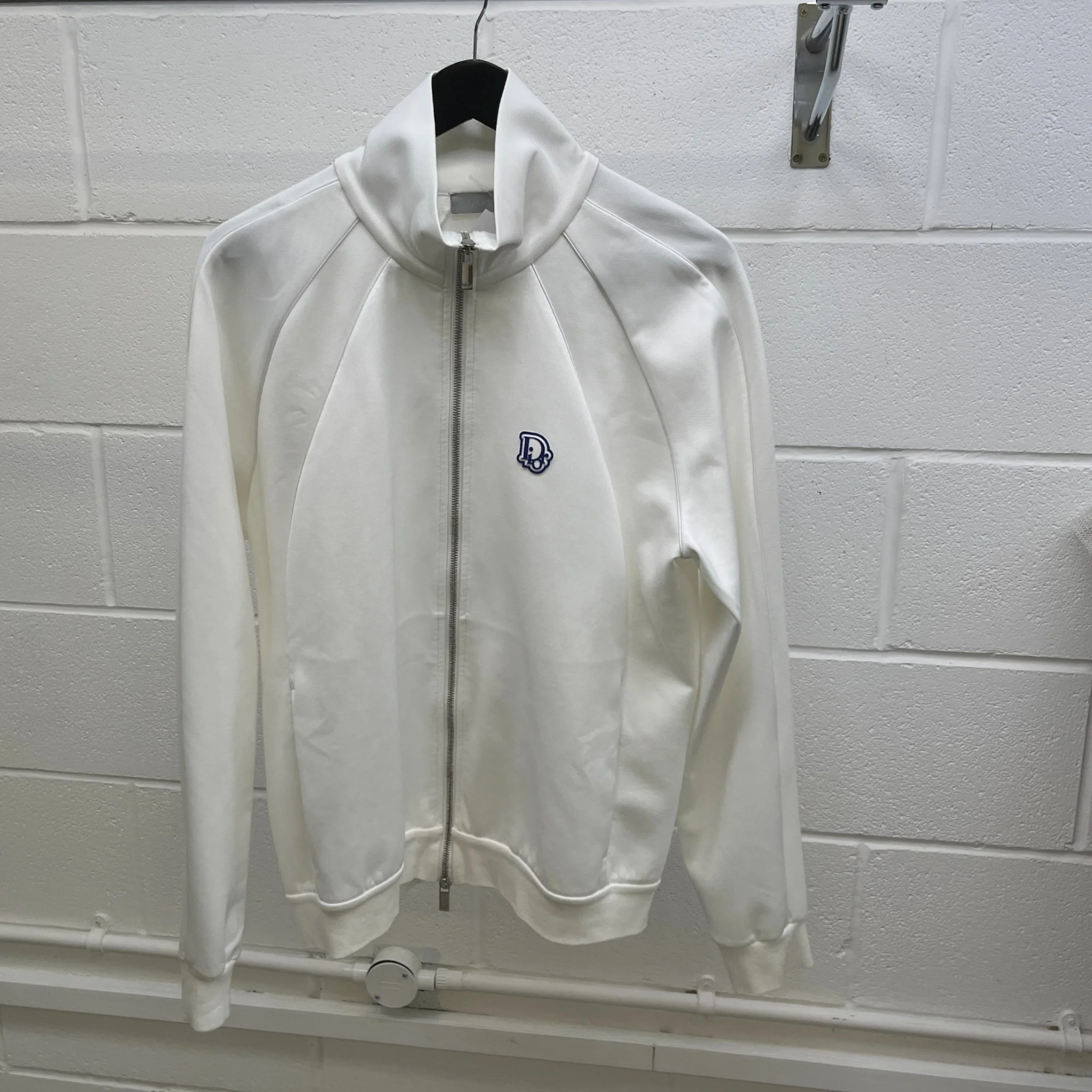 Women's Plaque Logo Technical Cotton Track Jacket White Size L - Image 9