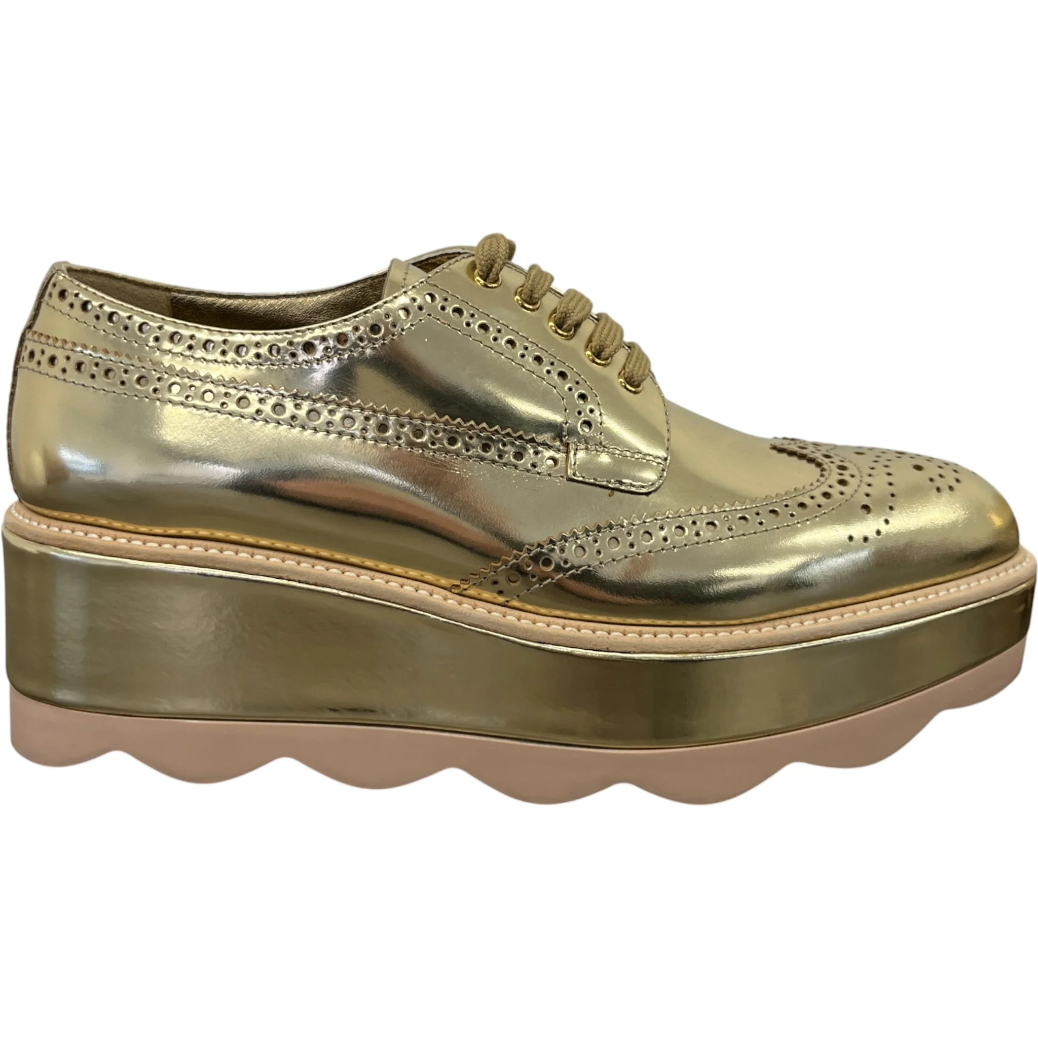 Women's Platform Oxford Loafers Gold Size EU 38.5 / UK 5.5