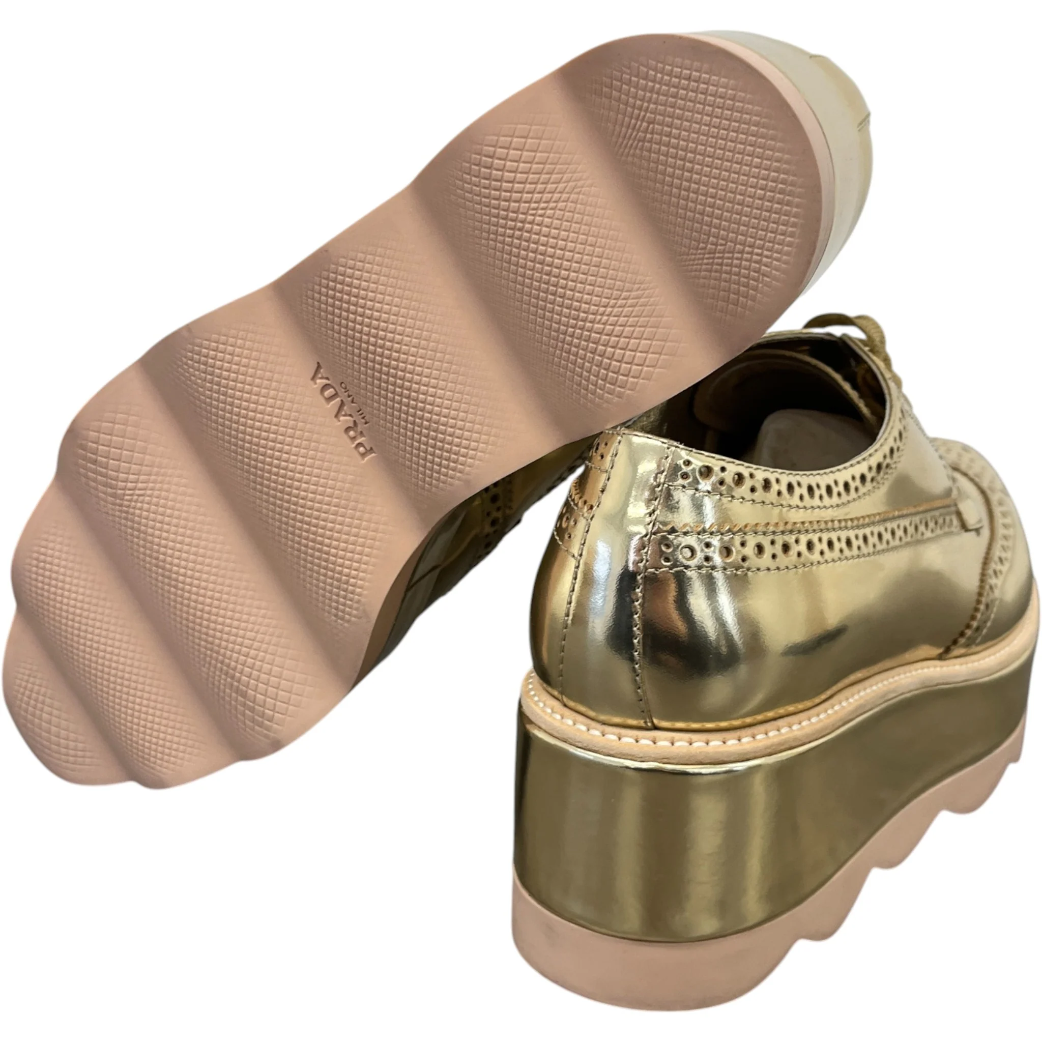 Women's Platform Oxford Loafers Gold Size EU 38.5 / UK 5.5 - Image 10