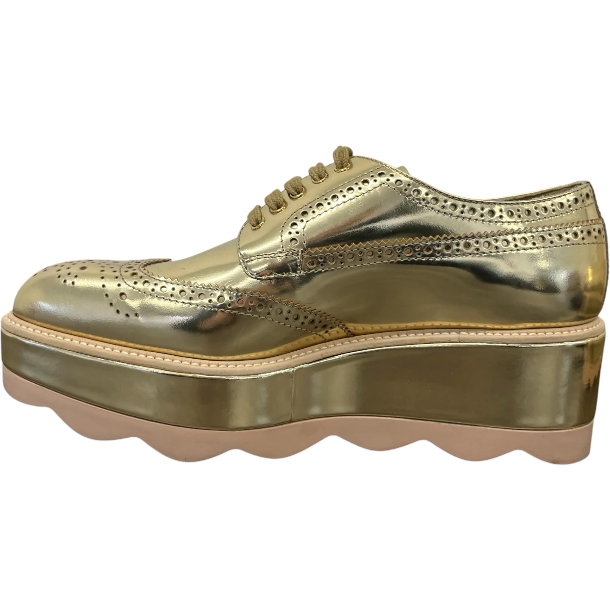 Women's Platform Oxford Loafers Gold Size EU 38.5 / UK 5.5 - Image 2