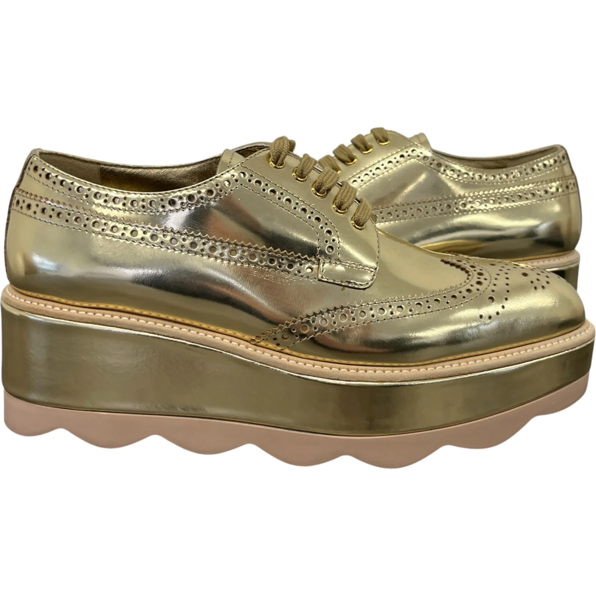 Women's Platform Oxford Loafers Gold Size EU 38.5 / UK 5.5 - Image 3