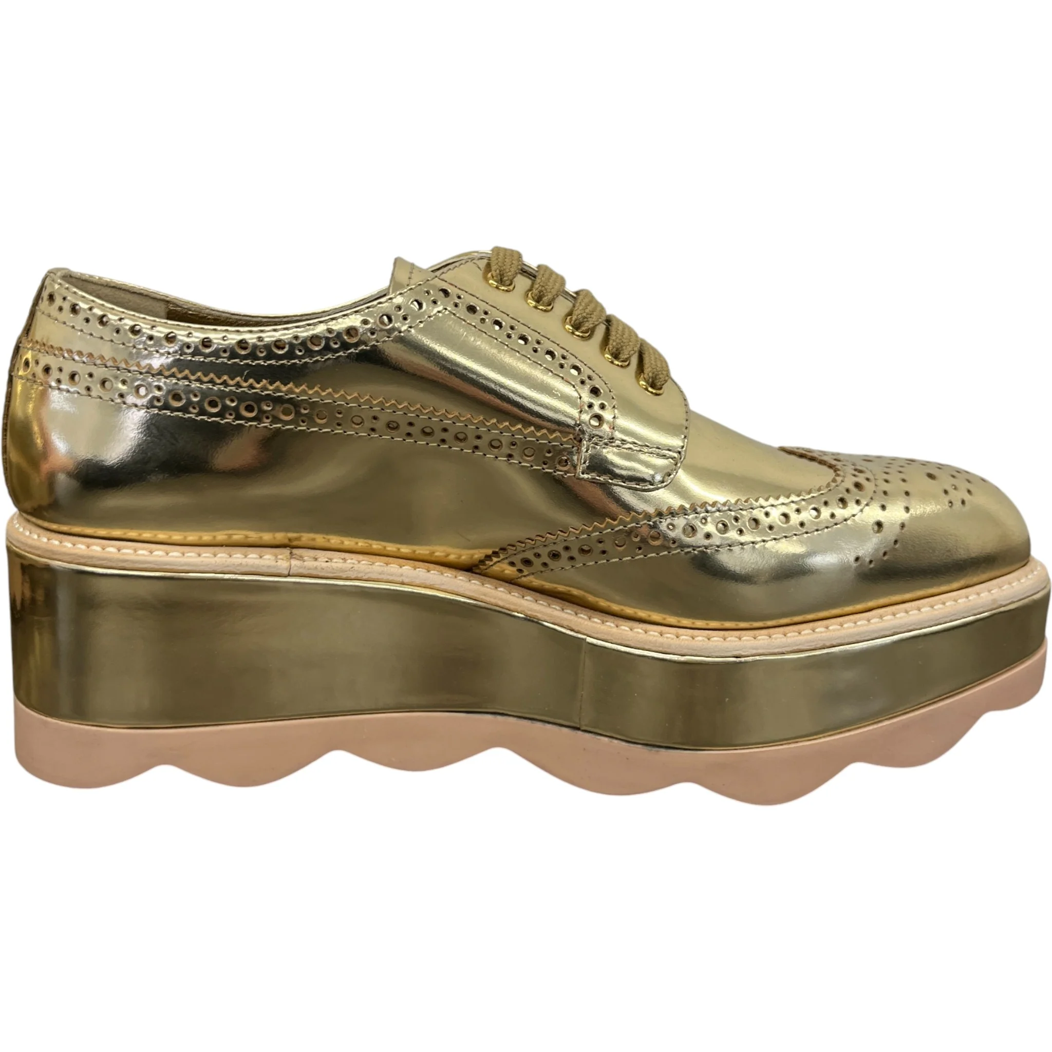 Women's Platform Oxford Loafers Gold Size EU 38.5 / UK 5.5 - Image 4