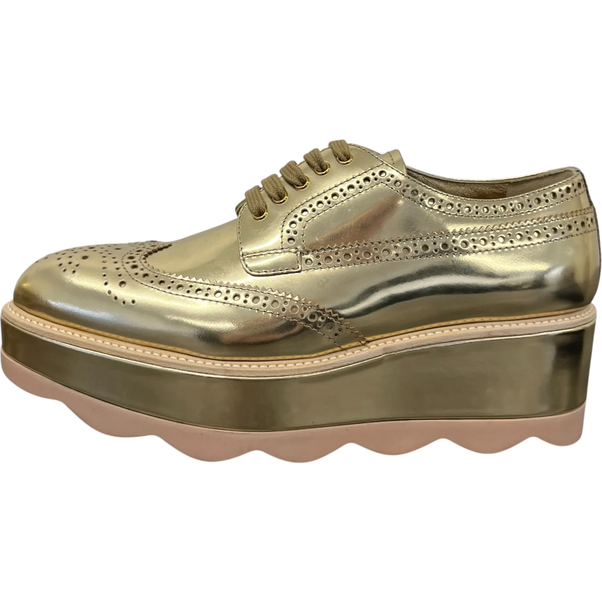 Women's Platform Oxford Loafers Gold Size EU 38.5 / UK 5.5 - Image 5