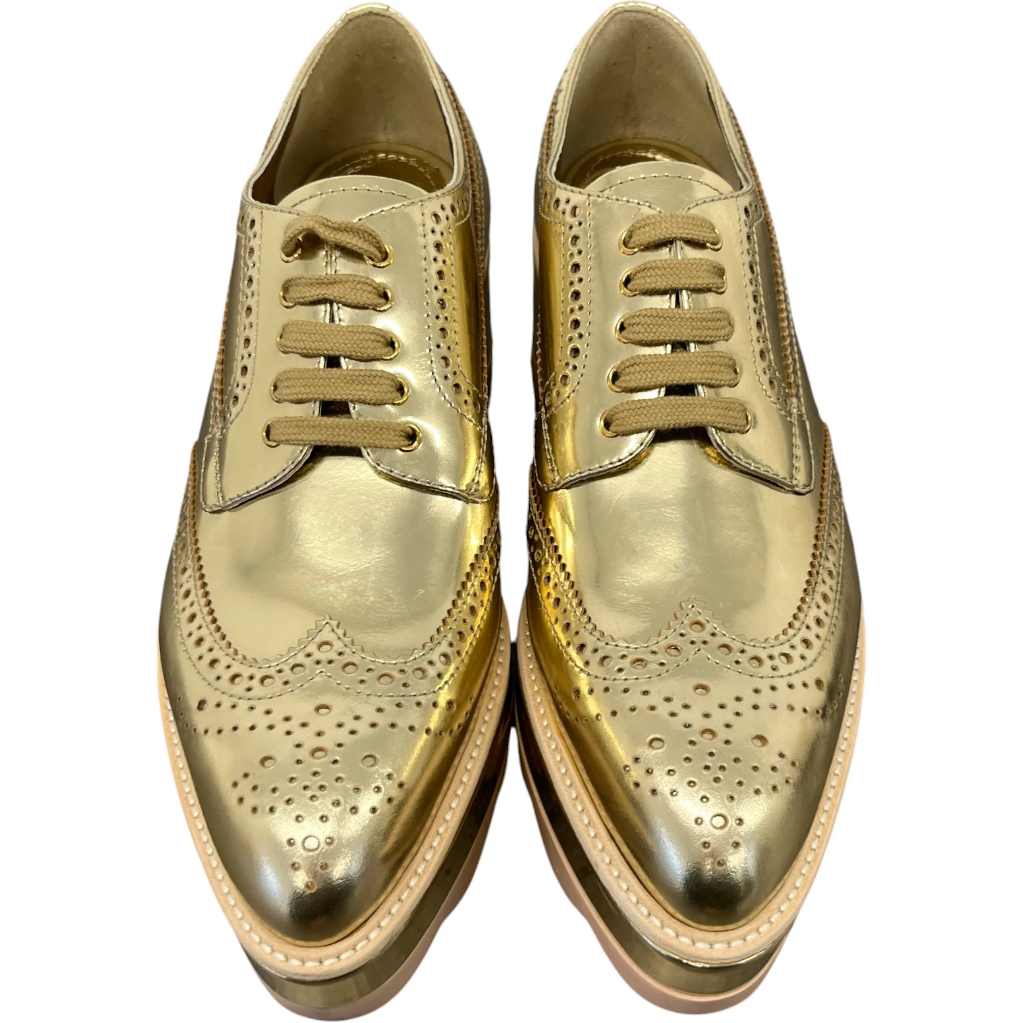 Women's Platform Oxford Loafers Gold Size EU 38.5 / UK 5.5 - Image 6